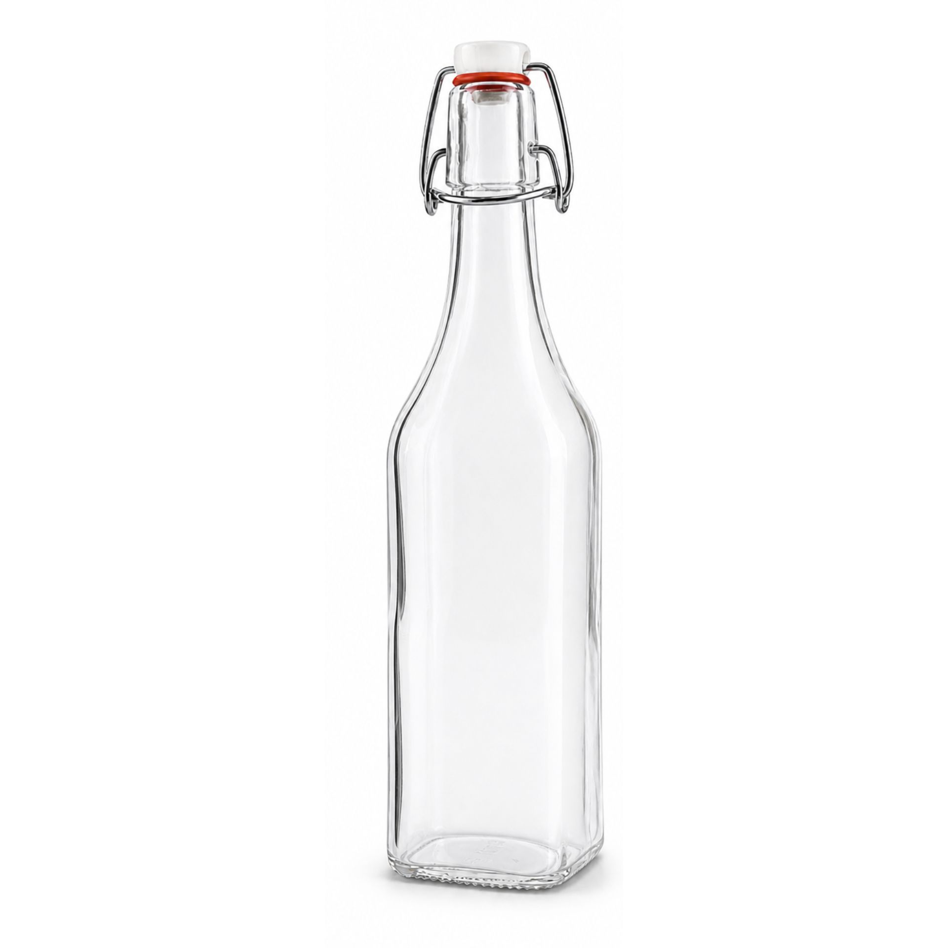 Glasflasche 500 ml eckig mit Bügelverschluss Kunststoff
