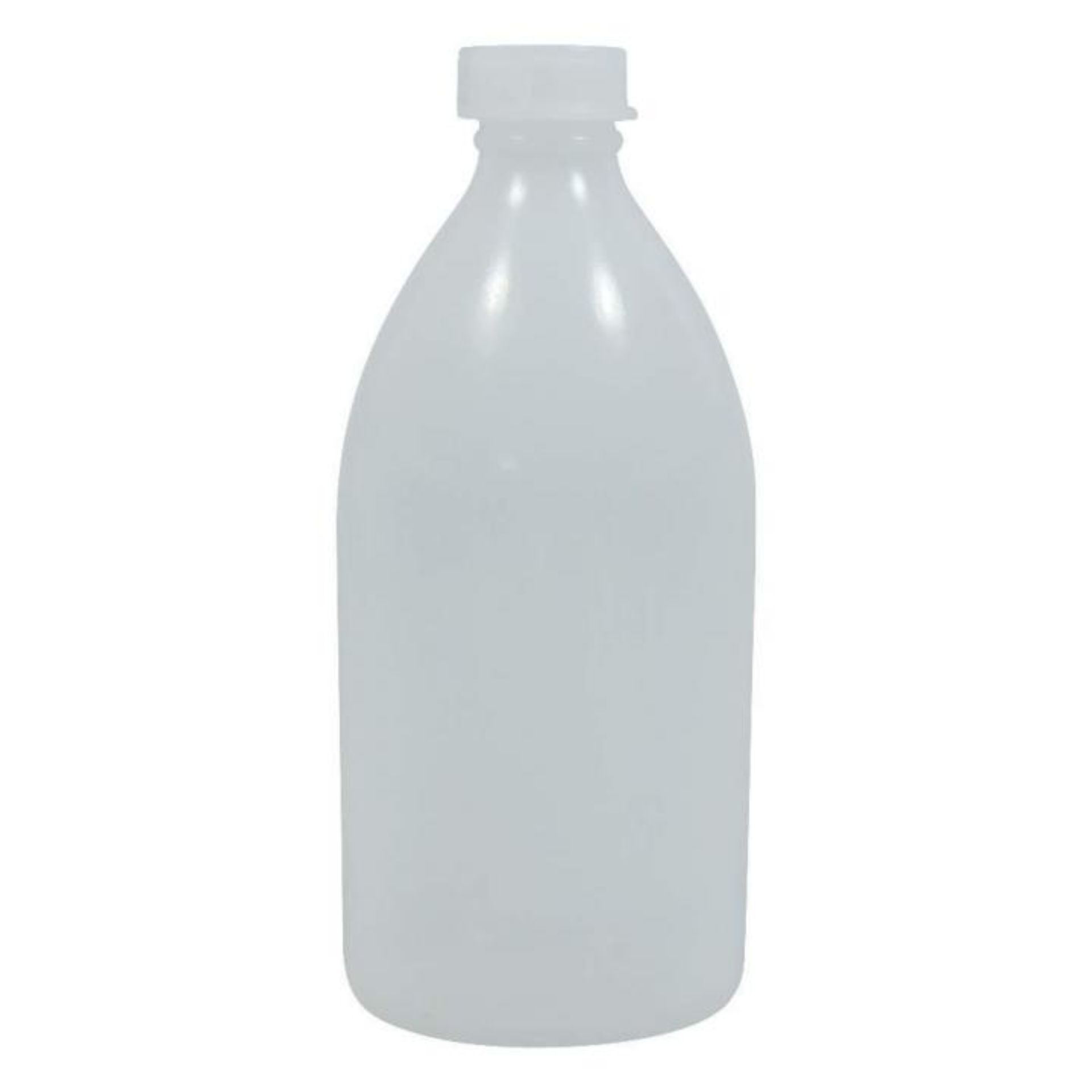 Laborflasche aus PE, 500 ml, Enghalsflasche, mit Schraubverschluss, transparent, robust, chemikalienbeständig