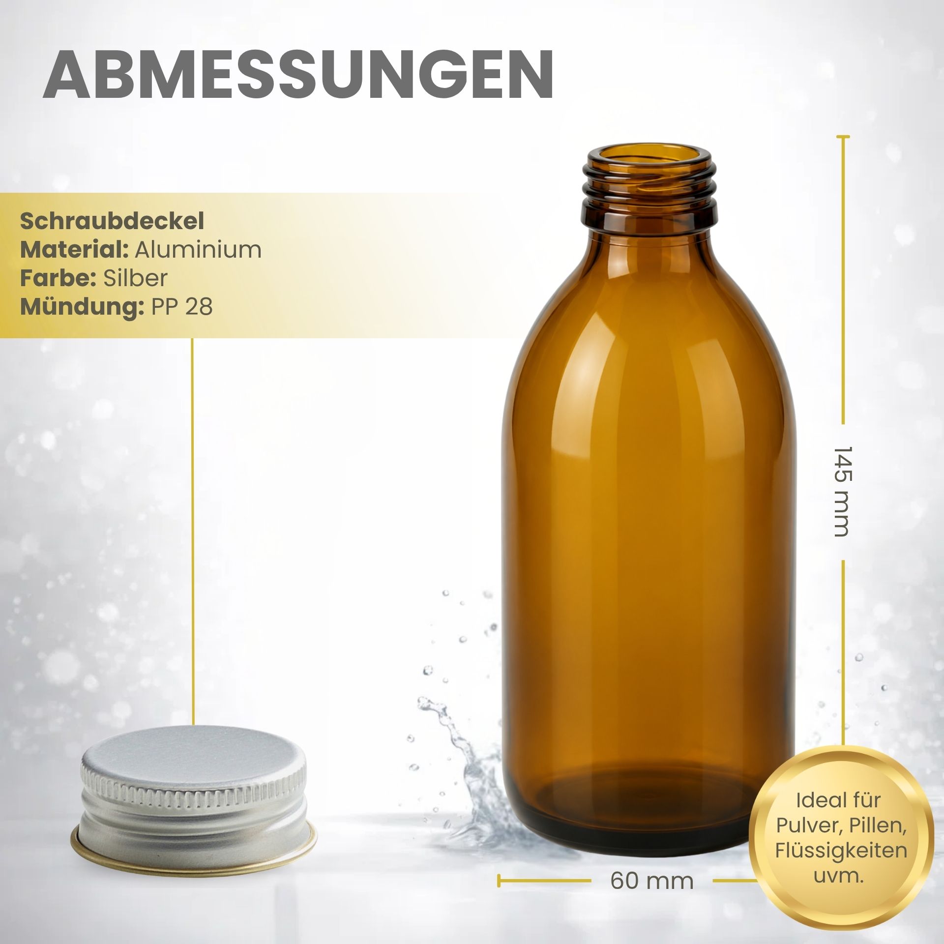 Apothekerflasche  250 ml Glas Schraubdeckel