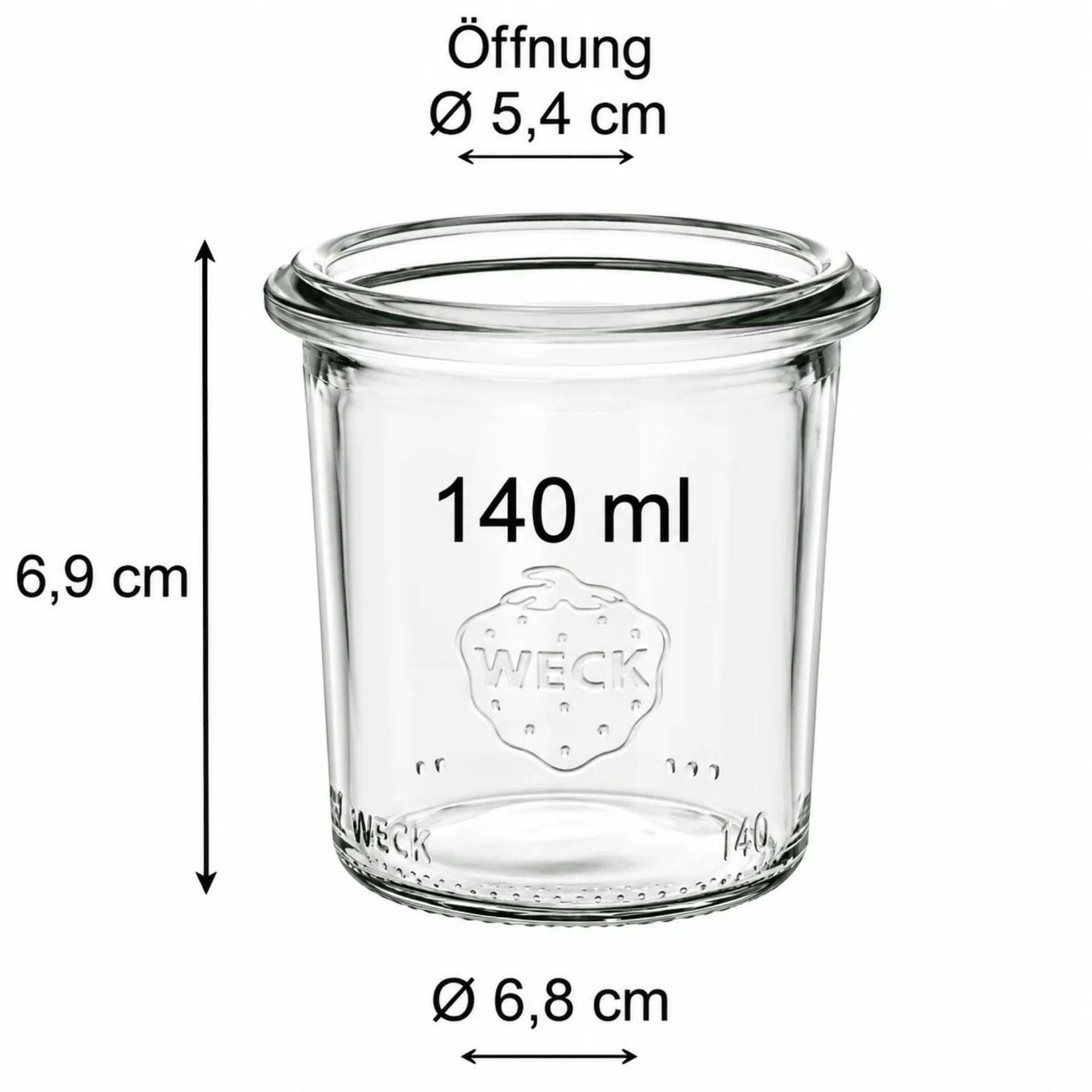 Weck Sturzglas 140 ml Einmachglas mit Deckel - Hochwertiges Glasgefäß für Konservierung und Aufbewahrung von Lebensmitteln