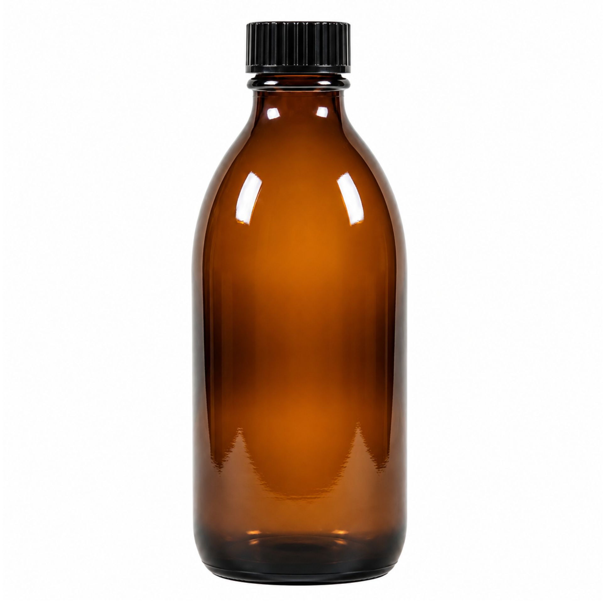 Apothekerflasche 200 ml mit Schraubverschluss - klare Glasflasche mit 200 Millilitern Fassungsvermögen, geeignet zur Aufbewahrung von Flüssigkeiten, ideal für pharmazeutische oder Laboranwendungen.