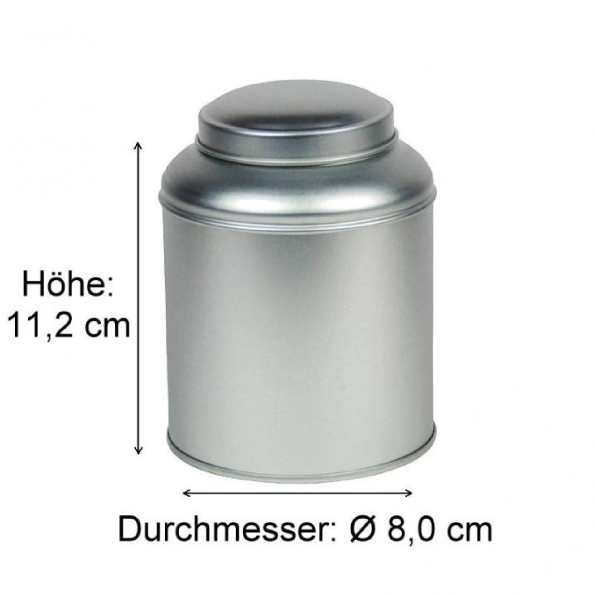 Bild einer Aluminiumdose mit den Maßen 12 cm Höhe und einem Volumen von 0,33 Litern, ideal für Getränkeverpackungen, abgebildet auf einem weißen Hintergrund.