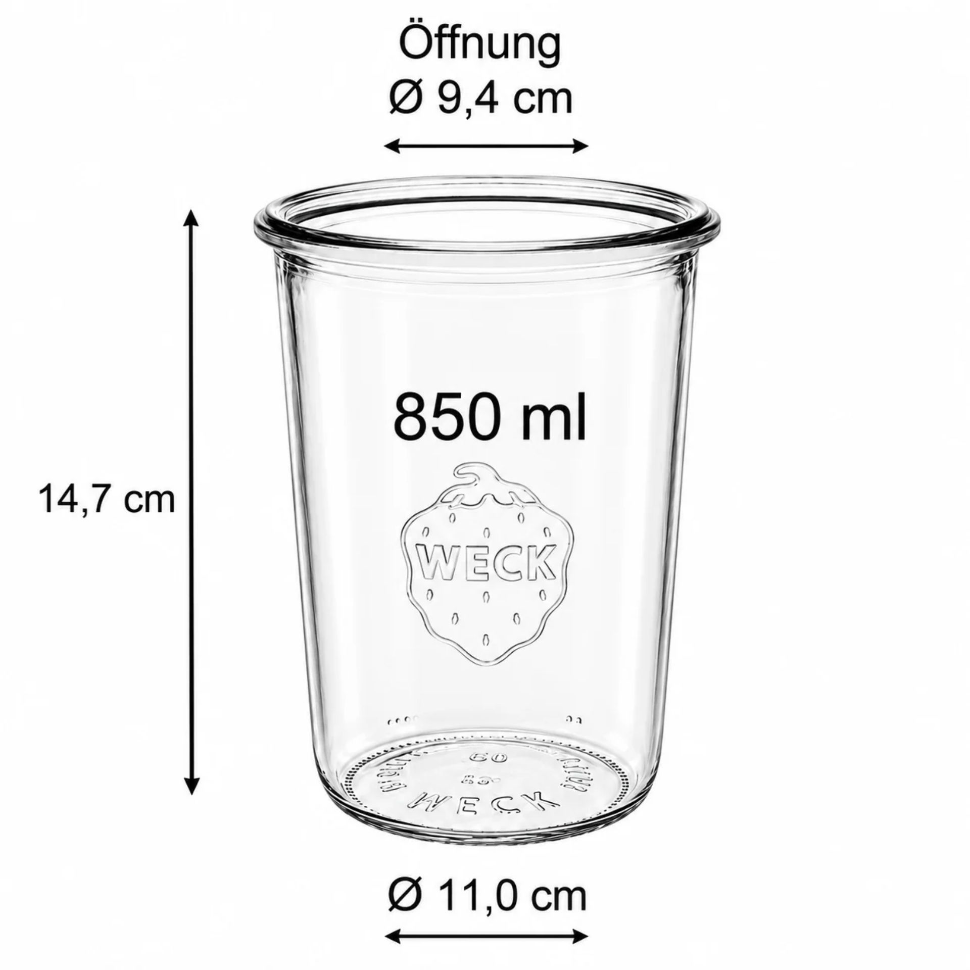Weck Sturzglas 850 ml 3/4 Liter – Hochwertiges Einmachglas ideal für Konservierung und Lagerung von Lebensmitteln.