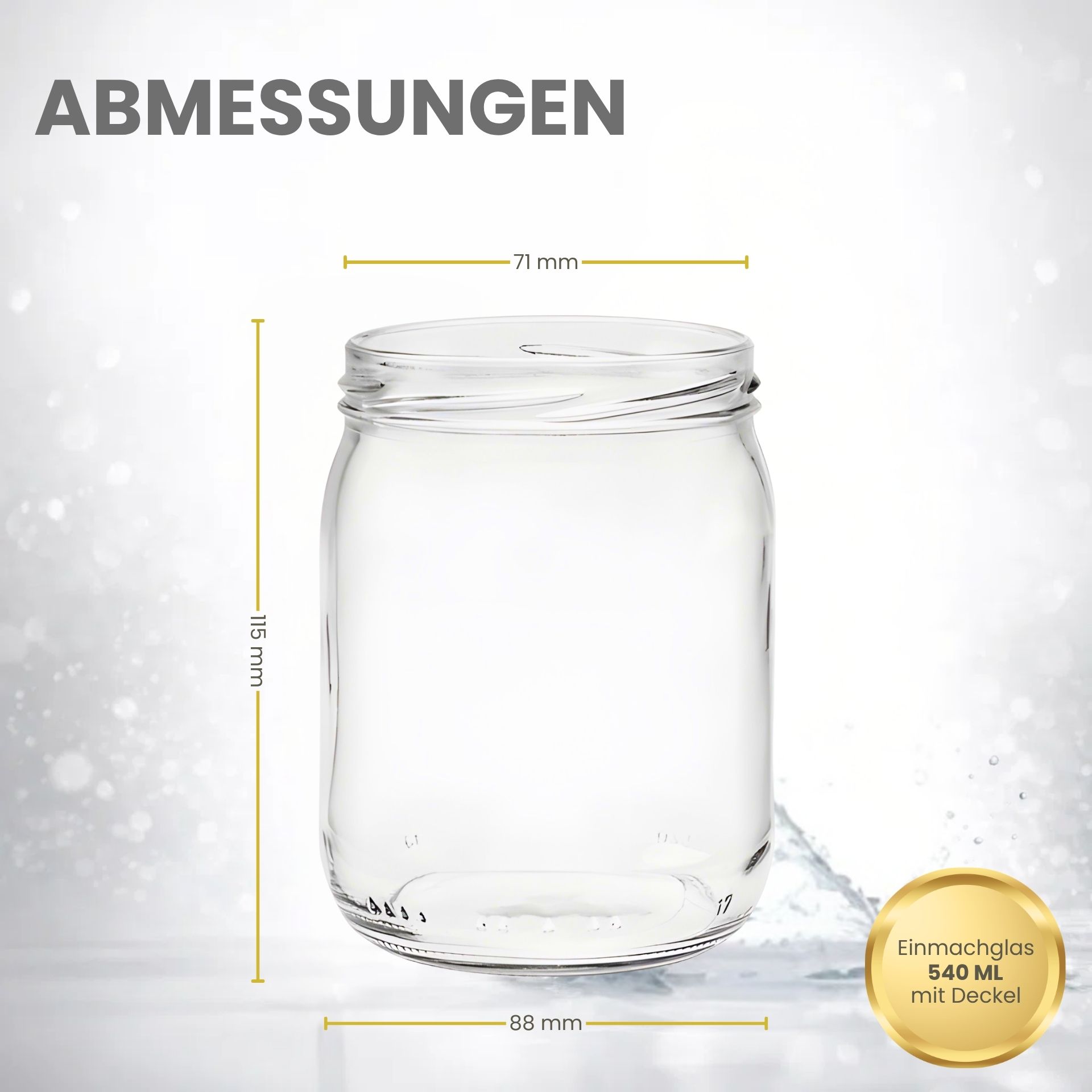 Einmachglas 540 ml rund mit Deckel, ideal zur Aufbewahrung von Lebensmitteln, Konserven, Marmeladen oder Gewürzen, hochwertiges Glas für nachhaltige Nutzung.