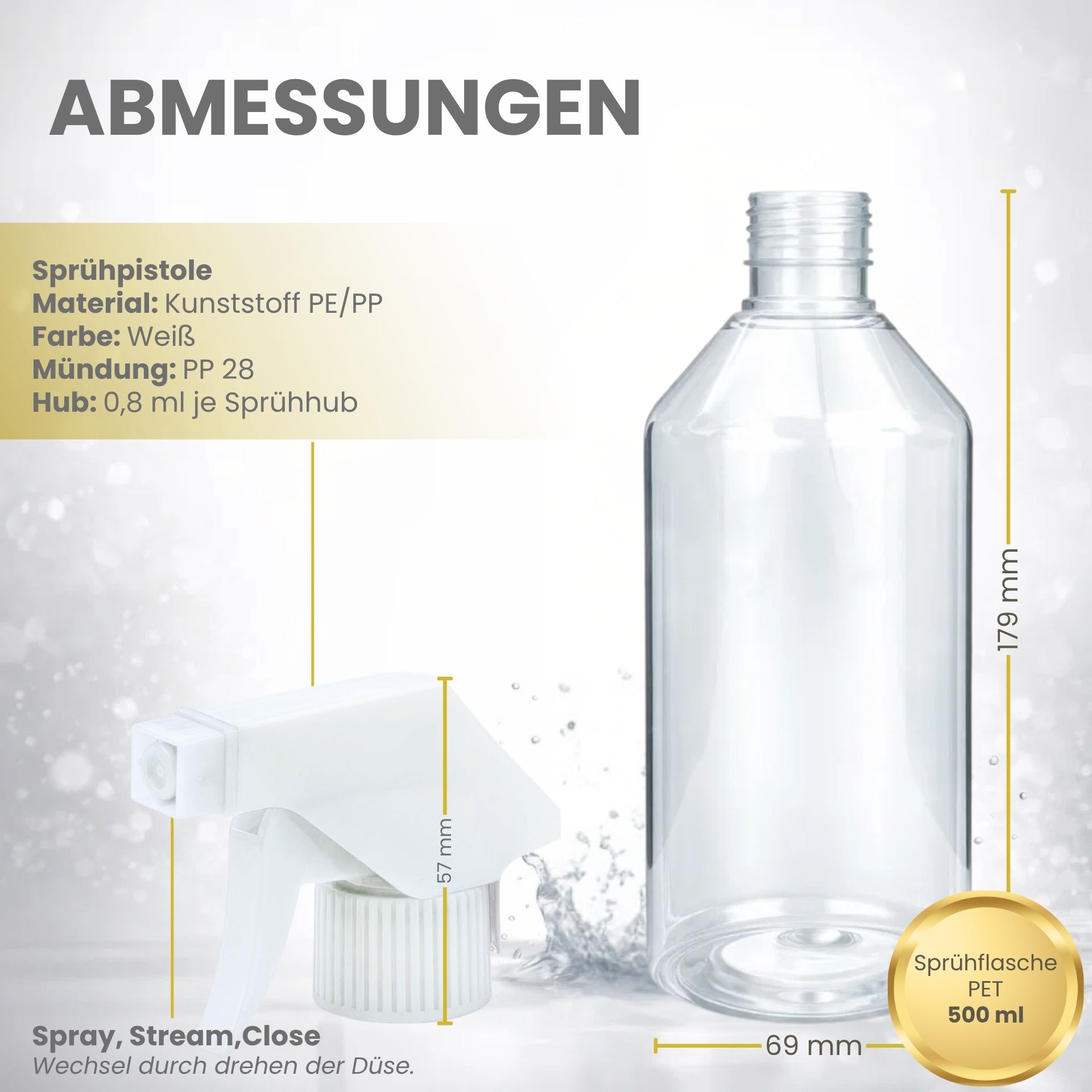 Sprühflasche  500 ml PET Kunststoff