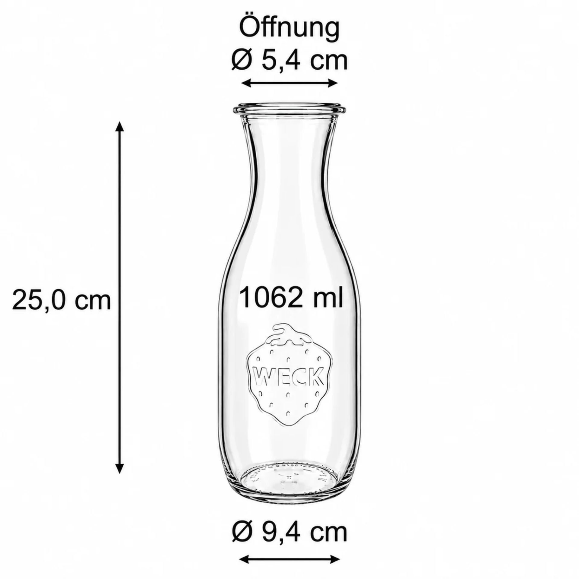 Weck Saftflasche 1062 ml mit Deckel - Hochwertige 1-Liter Weckflasche für Saftkonservierung und Aufbewahrung, ideal für selbstgemachte Getränke und stilvolle Präsentation.