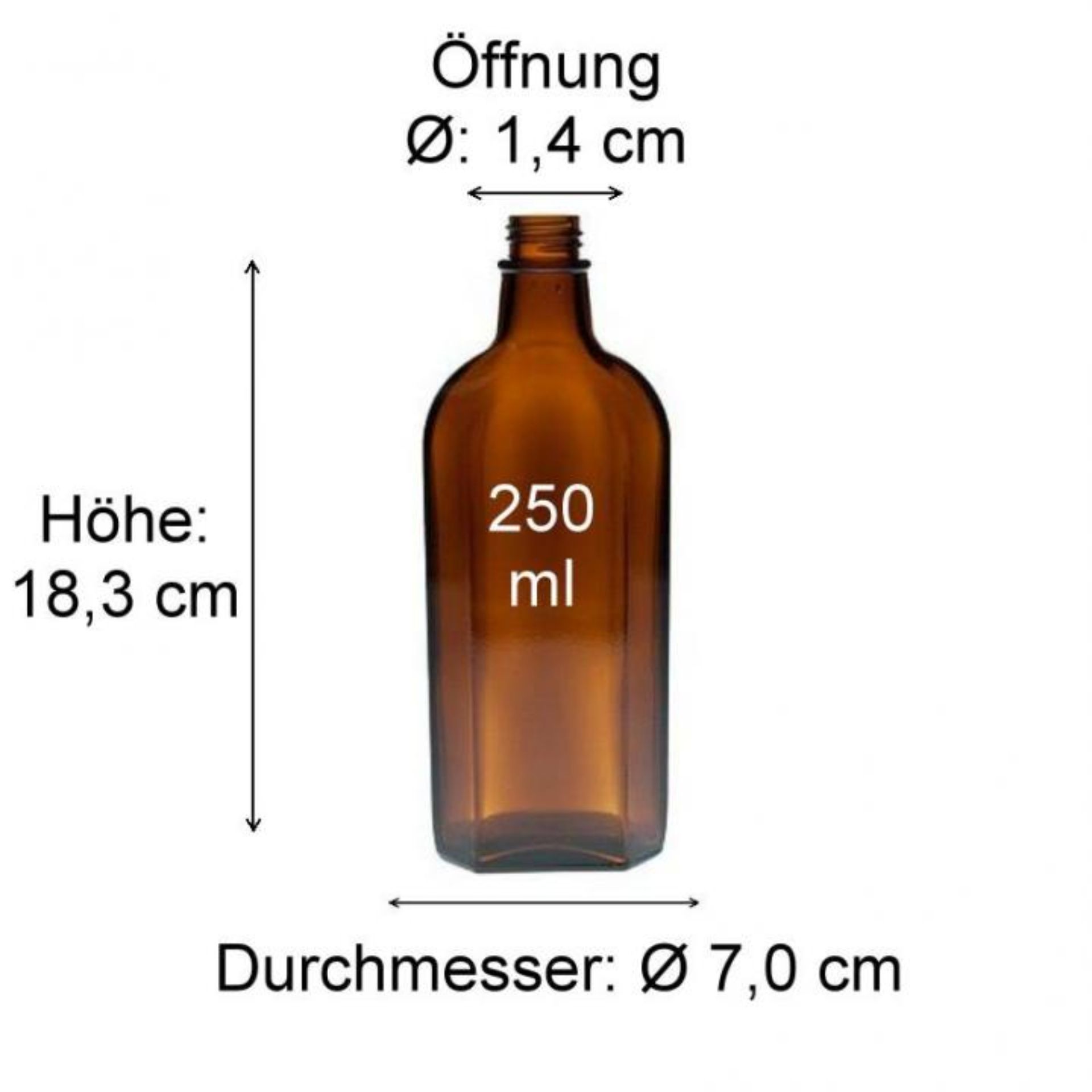Bild einer weißen Weinflasche mit grüner Kapsel und Etikett, bestehend aus detaillierten Maßen und Produktinformationen für Verpackungsoptimierung und Lagerung.
