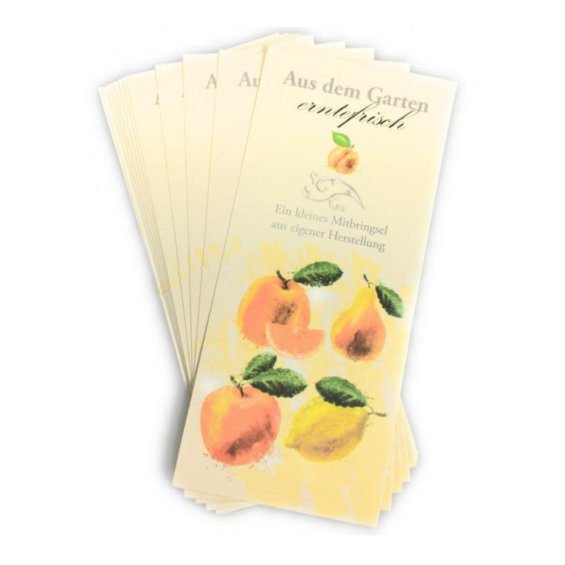Set von bunten Flaschenetiketten mit Obstmotiven, geeignet zum Dekorieren von Flaschen, Gläsern und Dosen für kreative Präsentationen oder DIY-Projekte.