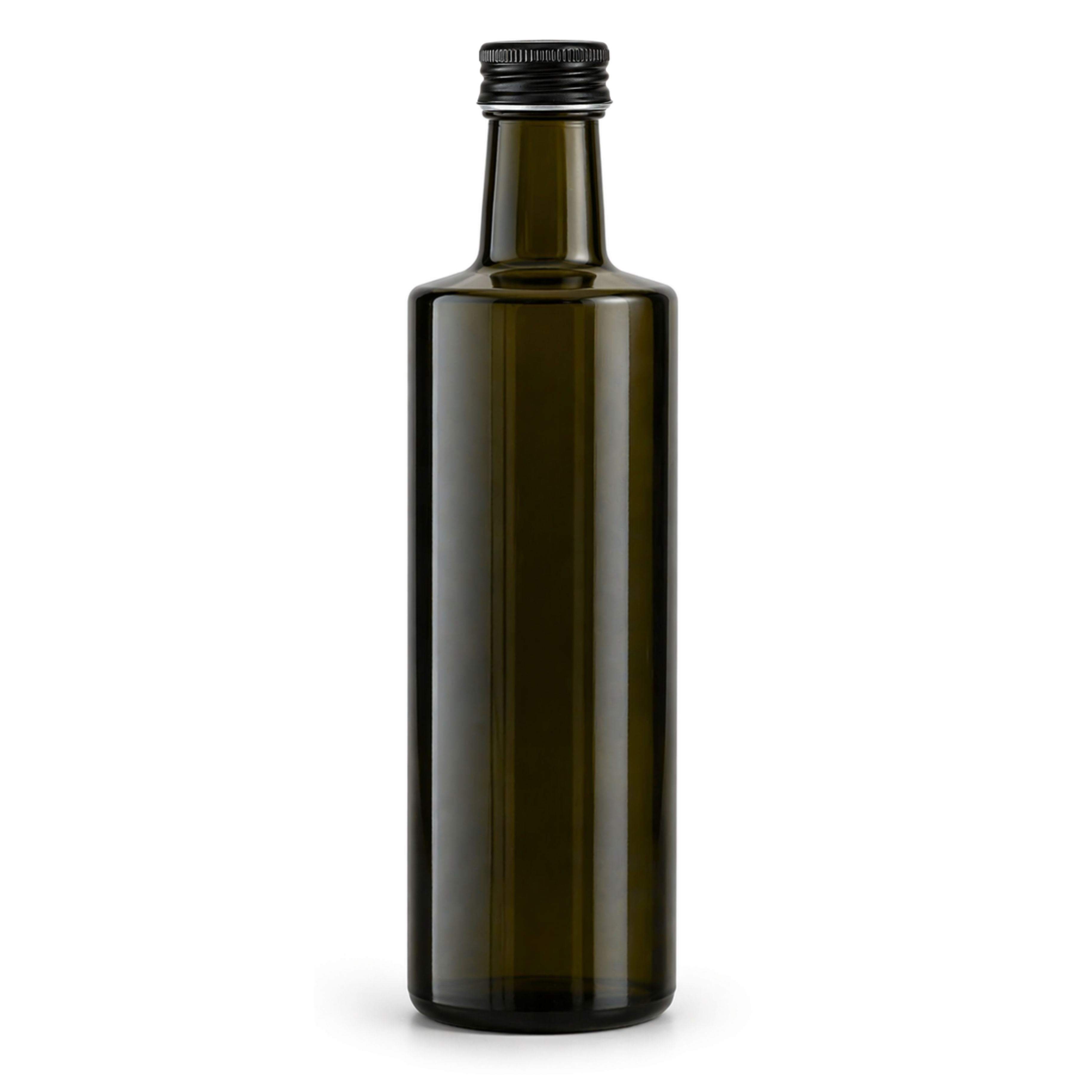 Glasflasche 500 ml rund braun Ölflasche Deckel Schwarz