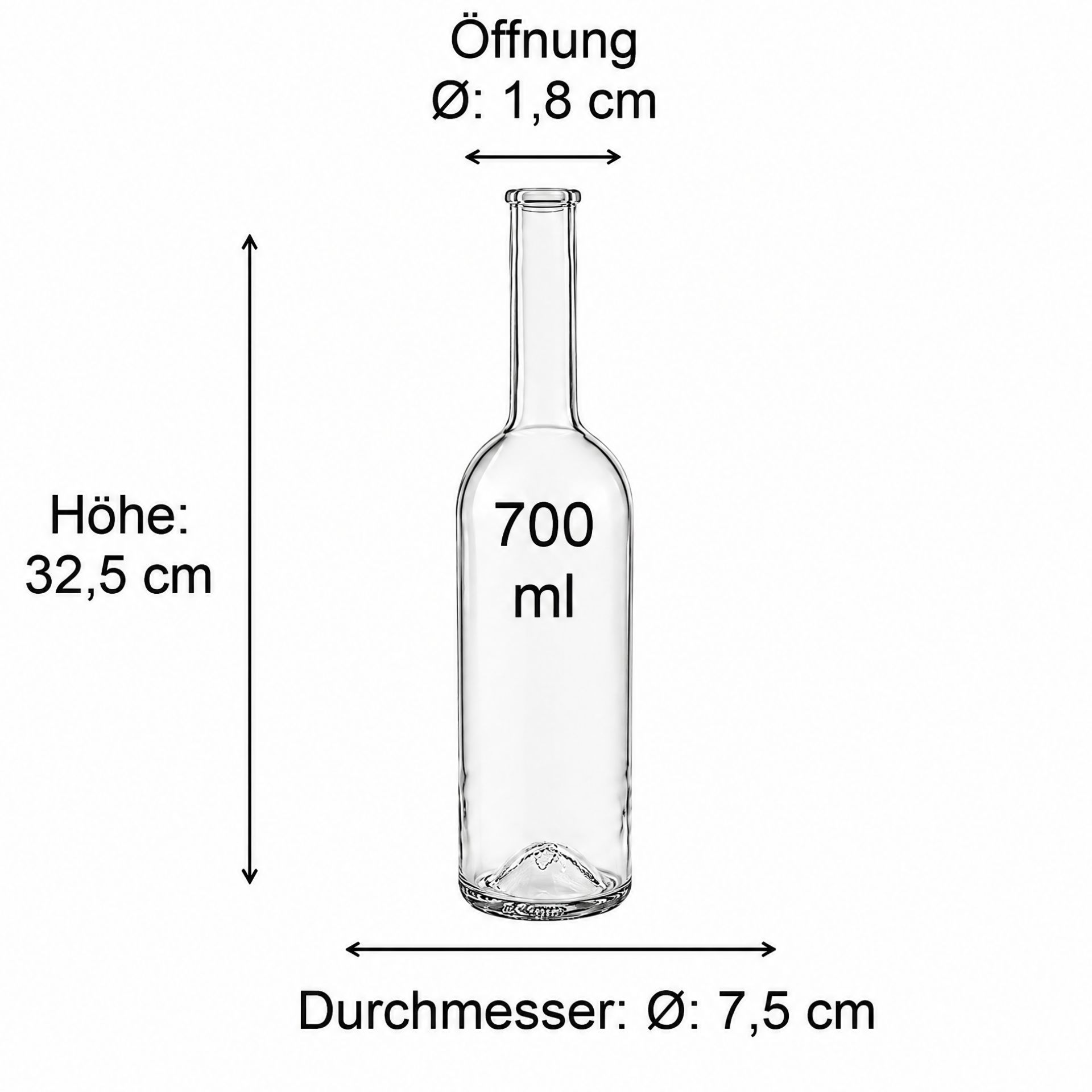 Opera 700 ml Flasche aus Glas mit elegantem Design, ideal für Getränkepräsentation und stilvolle Tischdekoration.