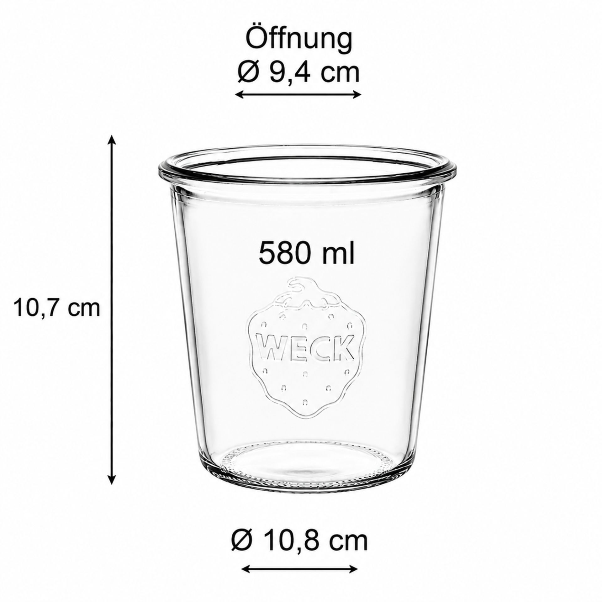 WECK Sturzglas 580 ml Einmachglas mit Deckel, 1/2 Liter Größe, ideal für Konservierung und Aufbewahrung, hochwertiges Glas, vielseitiges Einsatzgebiet in Küche und Haushalt.