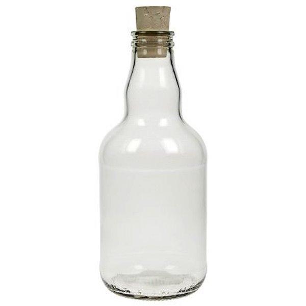 Glasflasche 400 ml mit Korken Kropfhals
