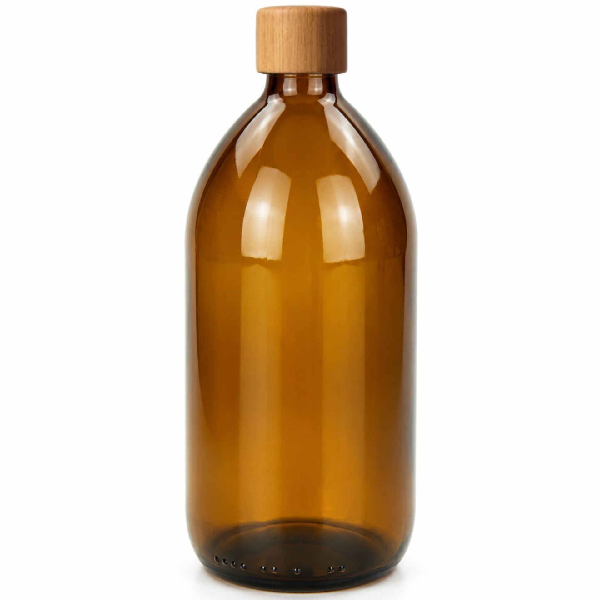Glasflasche 1000 ml braun mit Holzdeckel