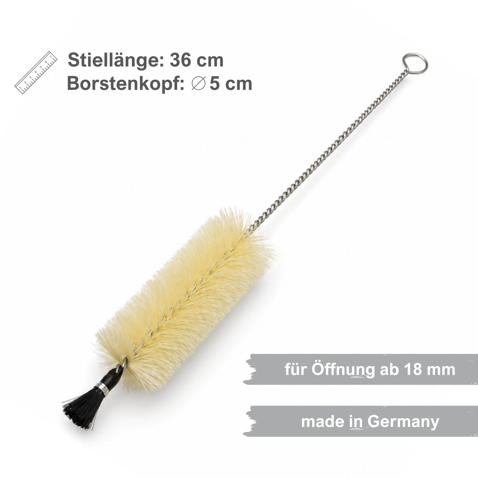 Flaschenbürste Naturborsten 36 cm lang - Ø 5,0 cm