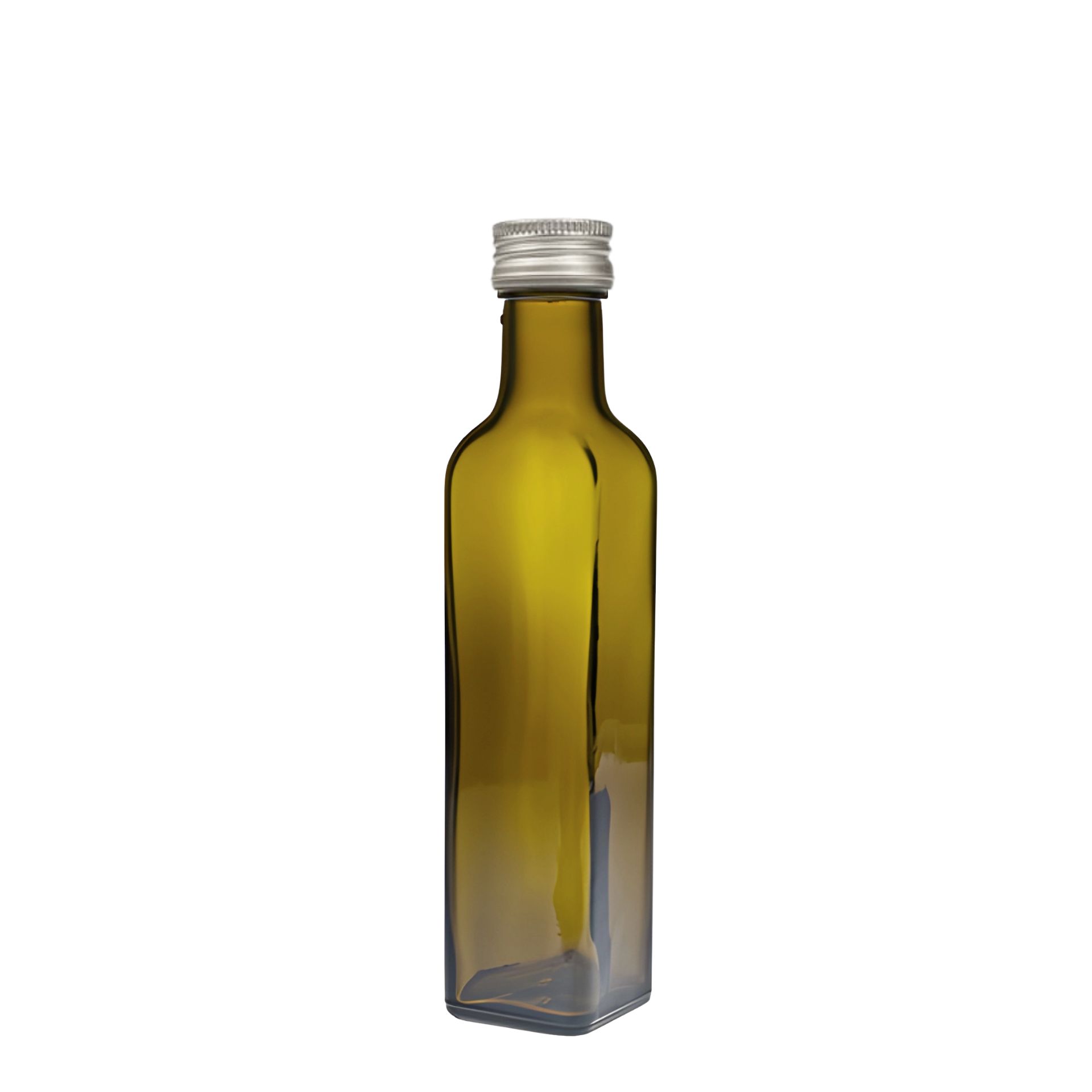 Quadratische Glasflasche antik mit Schraubverschluss 250 ml
