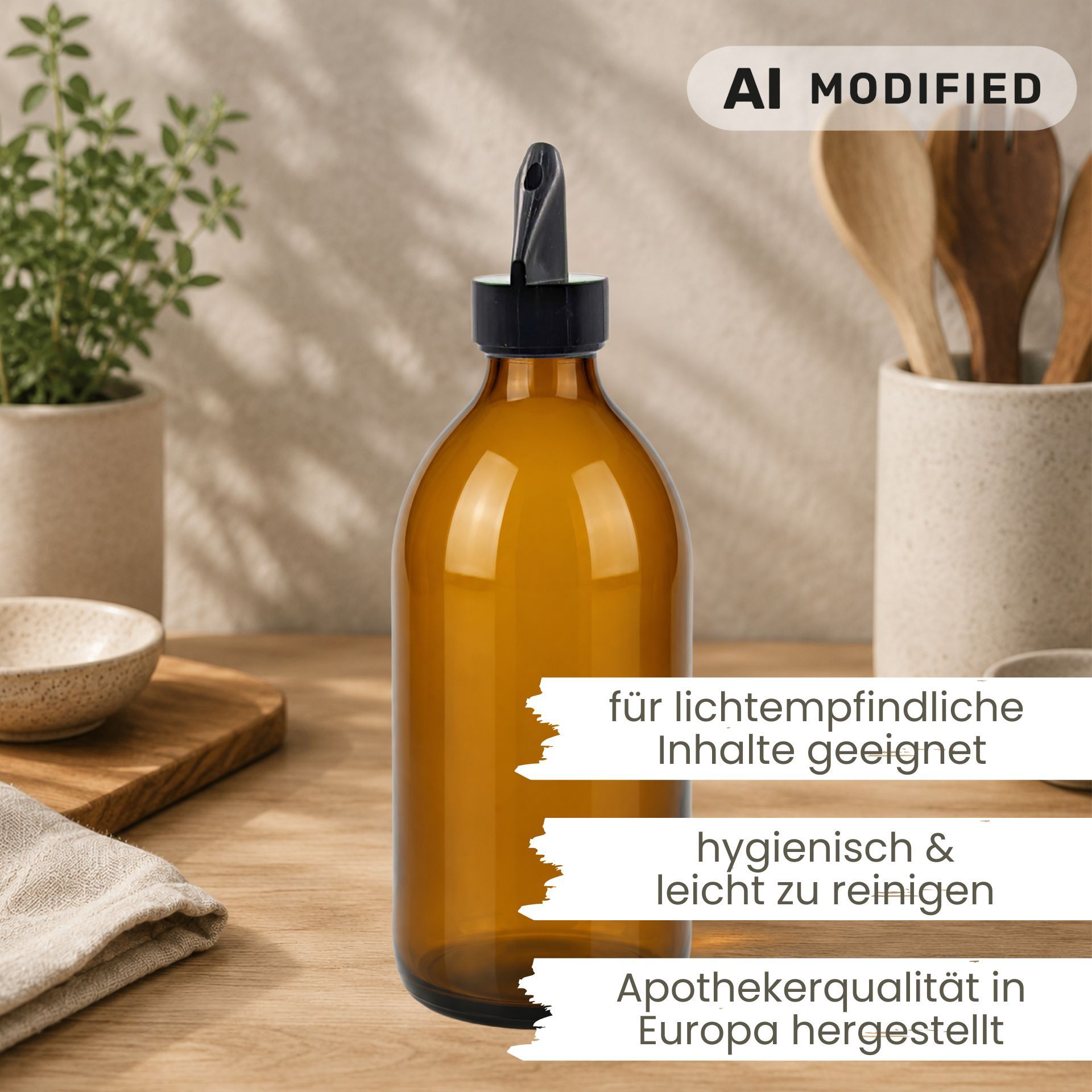Apothekerflasche  500 ml Glas Kunststoff-Ausgießer