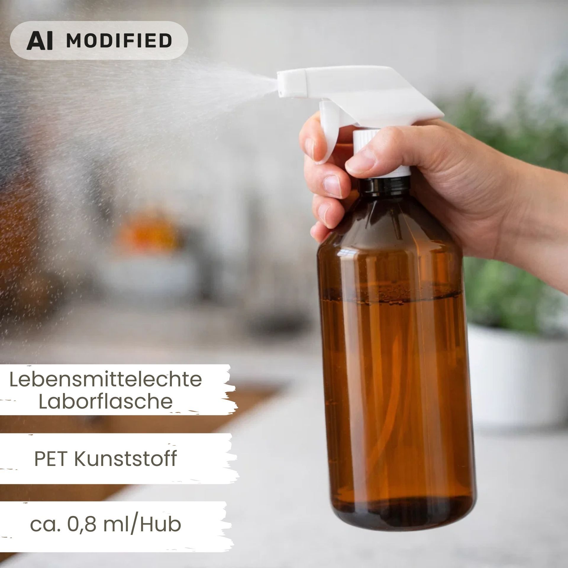 Sprühflasche 1000 ml PET braun Kunststoff