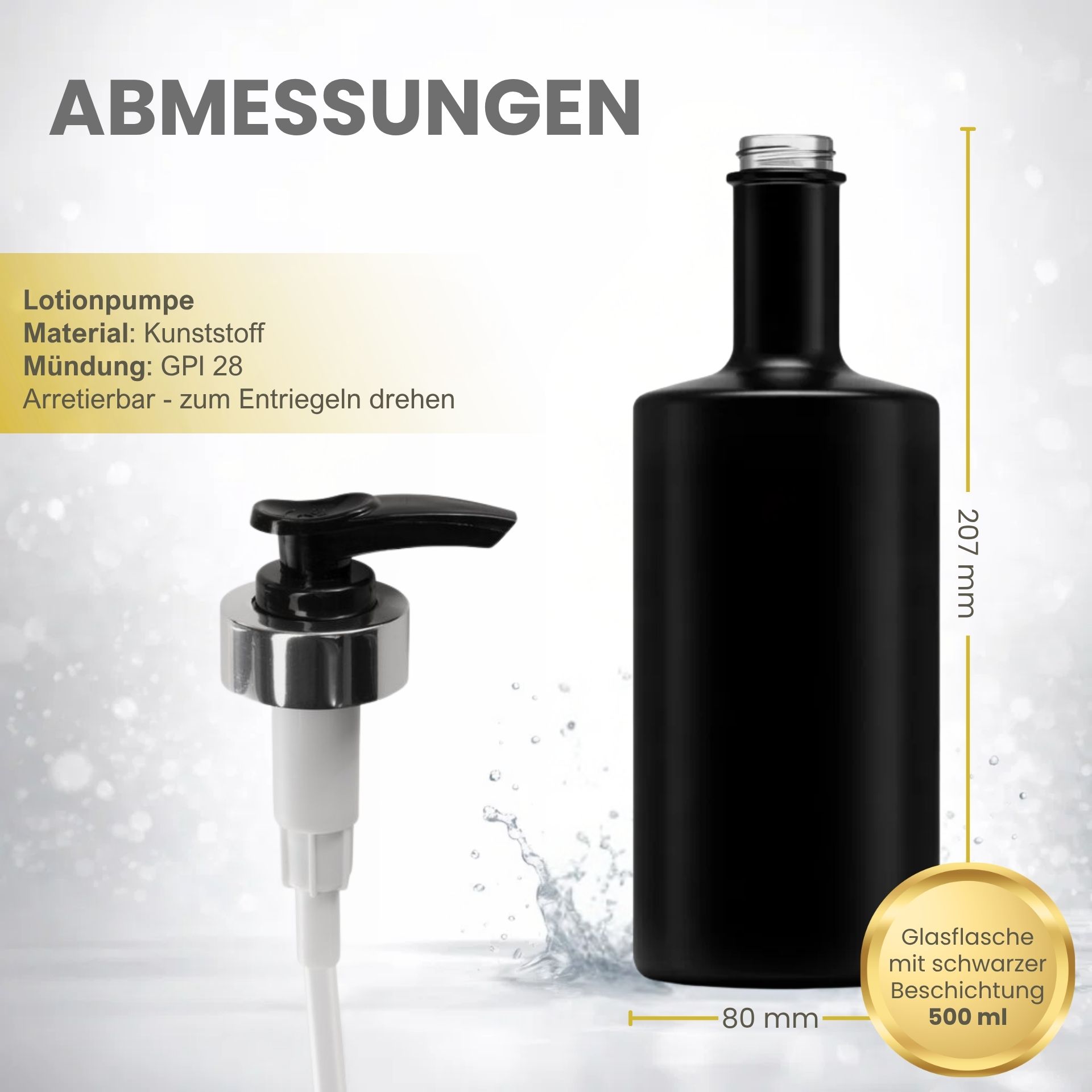 Seifenspender 500 ml mikken ART – mattschwarzes Glas