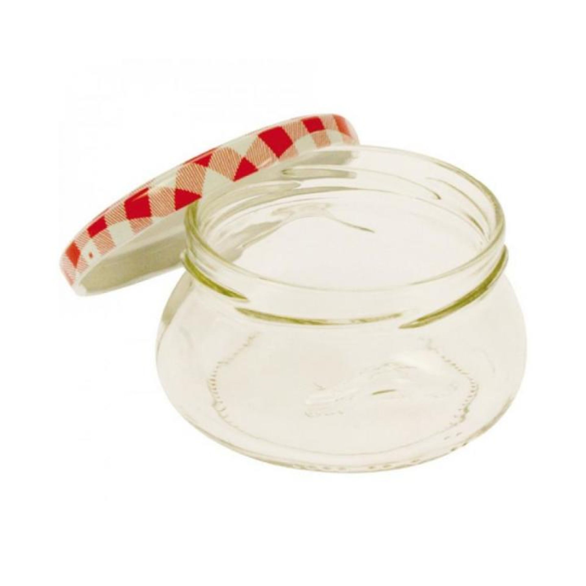 Einmachglas 200 ml Schlemmertopf mit rot-weiß kariertem Deckel - Ideal für das Aufbewahren von Marmeladen, Chutneys oder Gewürzen.