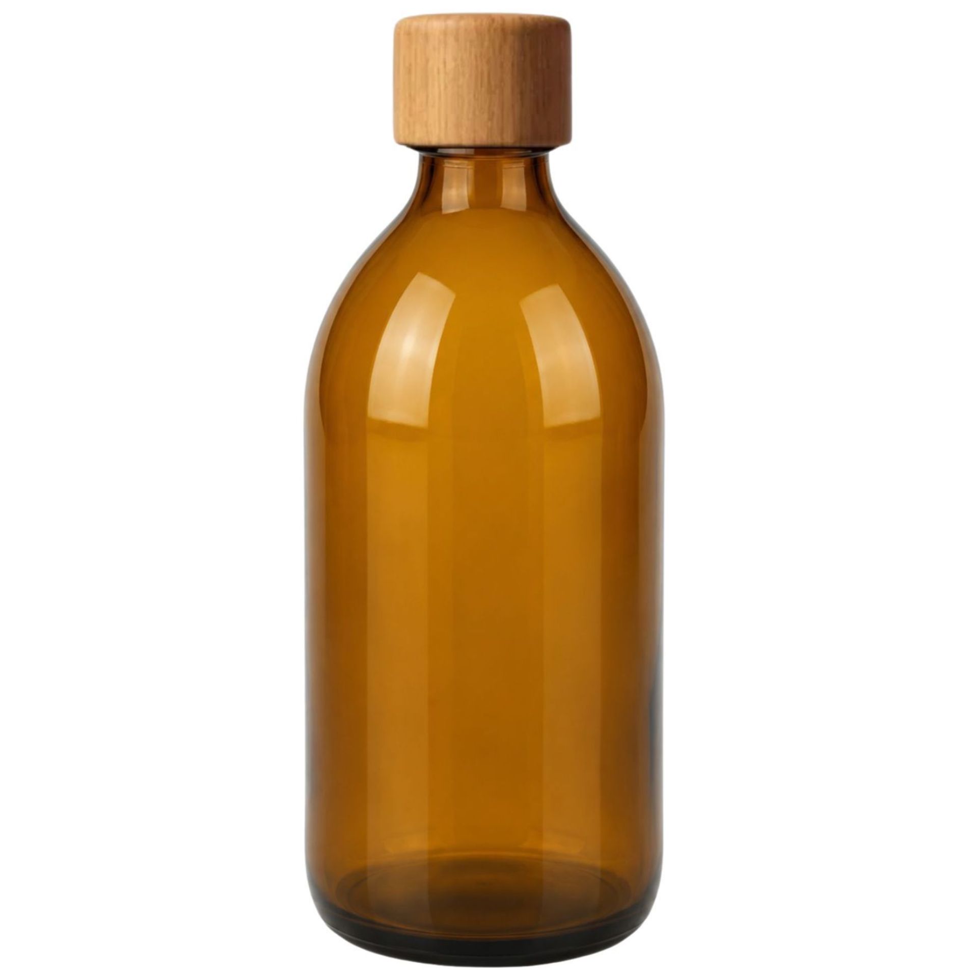 Glasflasche 500 ml braun mit Holzdeckel