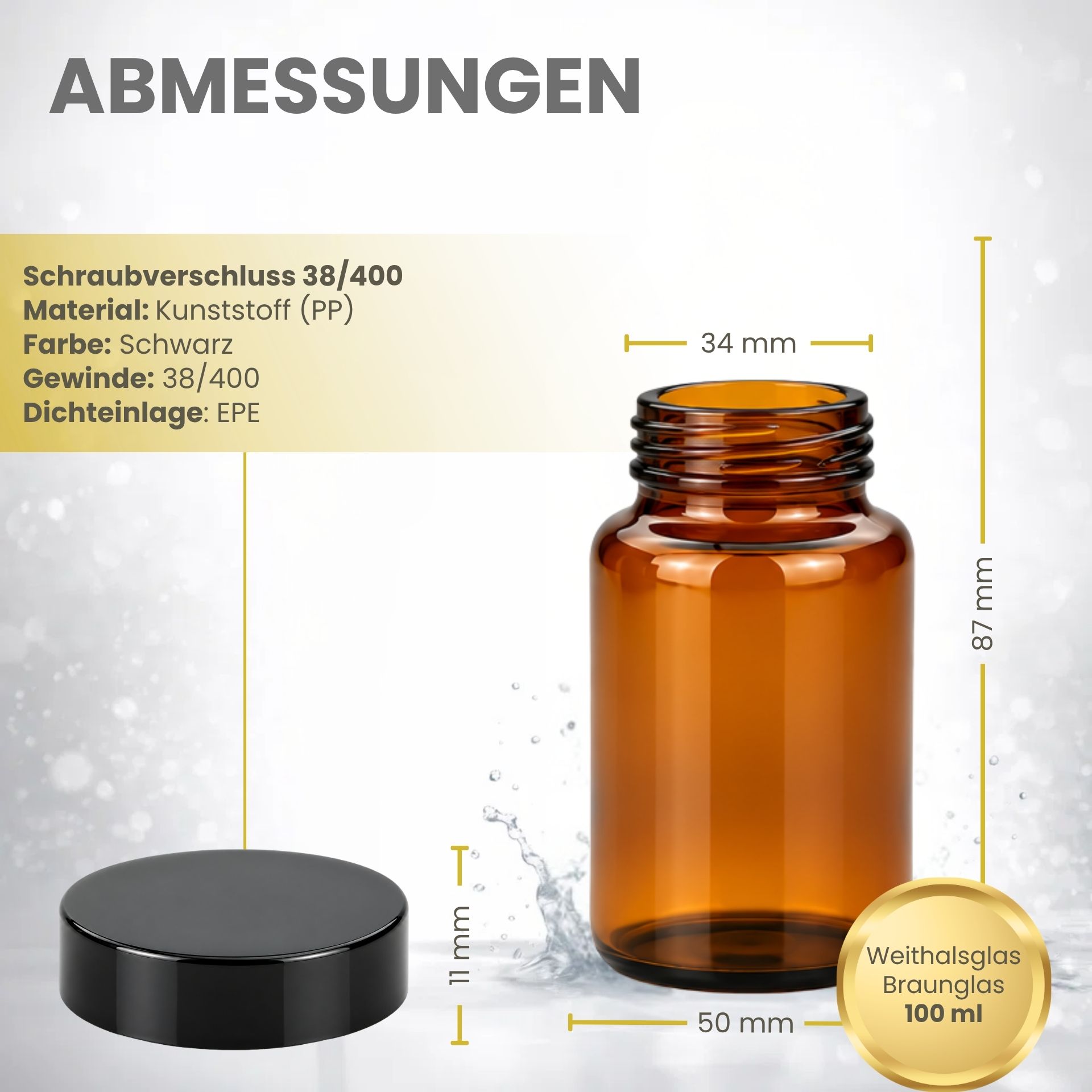 Apothekerglas   100 ml Weithalsglas braun Tablettenglas
