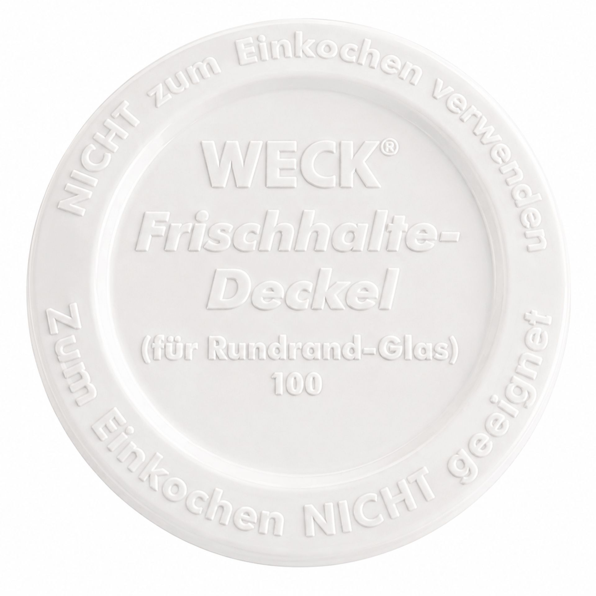 WECK Frischhalte-Deckel 100 mm - Runder, wiederverwendbarer Deckel in Weiß für Weckgläser, ideal zum luftdichten Verschließen und Bewahren von Lebensmitteln.