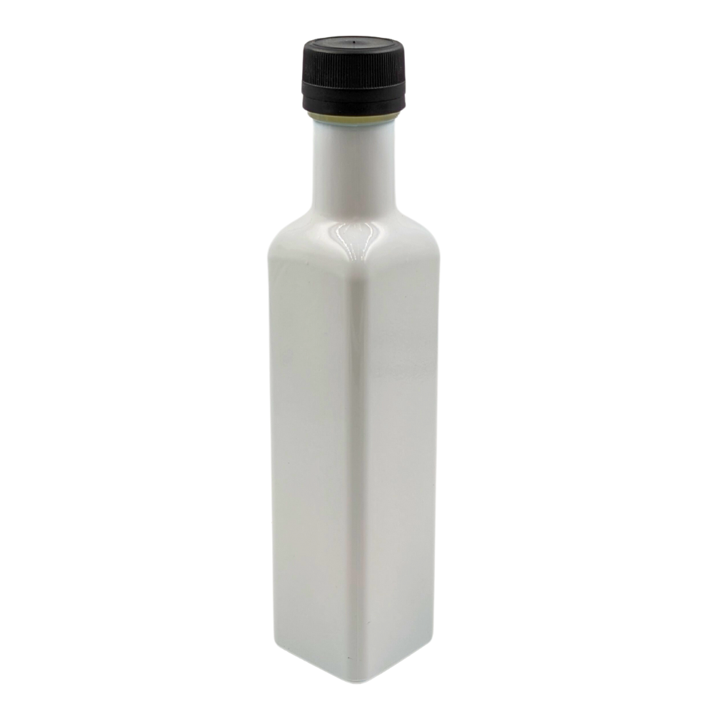mikken Ölflasche mit Ausgiesser 250 ml aus Glas weiss beschichtet