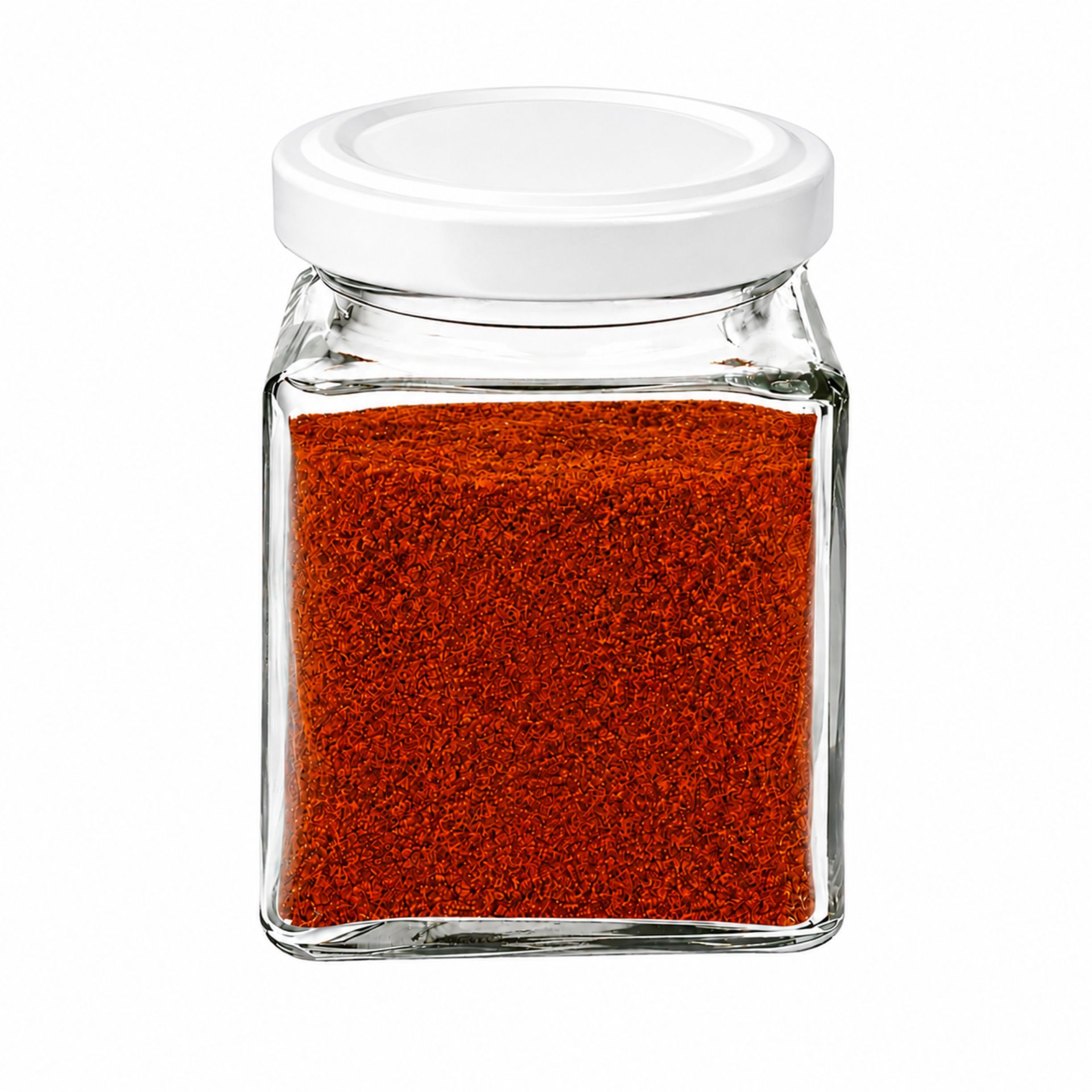 Acht leere, durchsichtige Glasflaschen mit Bügelverschluss stehen aufrecht in zwei Reihen nebeneinander; jede Flasche hat einen weißen Gummiring am Metallverschluss.