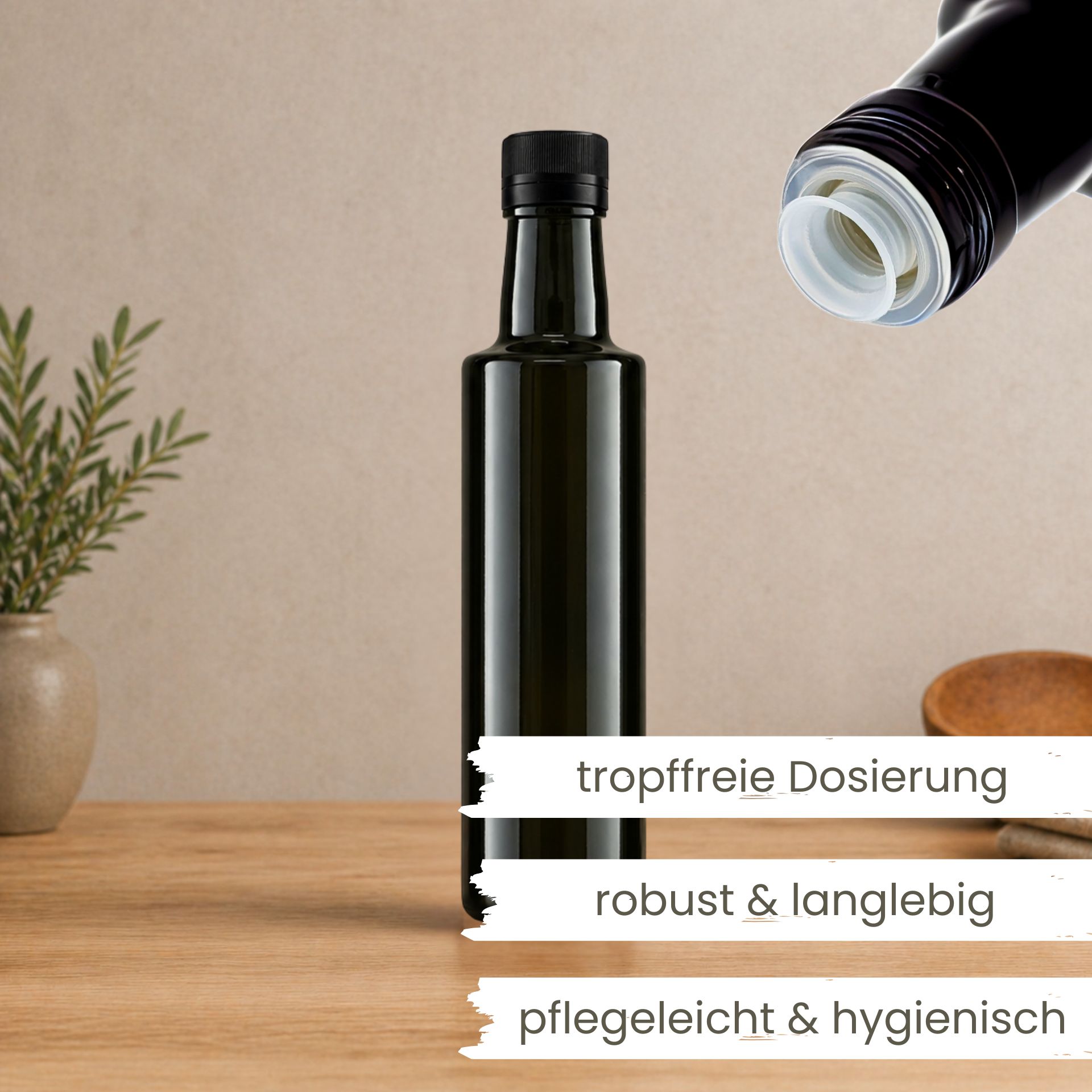 Ölflasche 250 ml Glas Antik mit Ausgießer