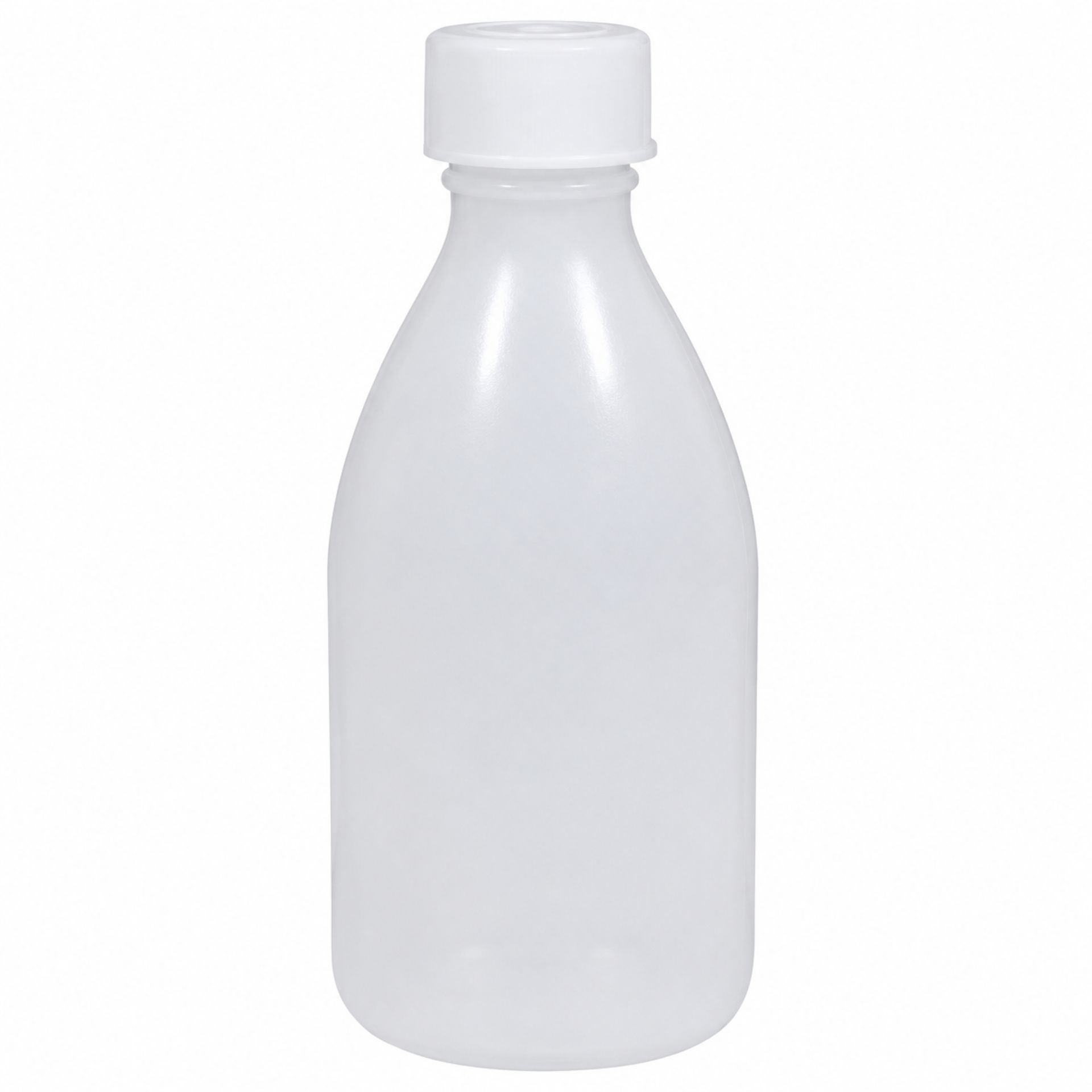 Laborflasche PE 100 ml, Enghalsflasche mit Schraubverschluss, ideal für Probenahme und Lagerung von Flüssigkeiten in Laboren.