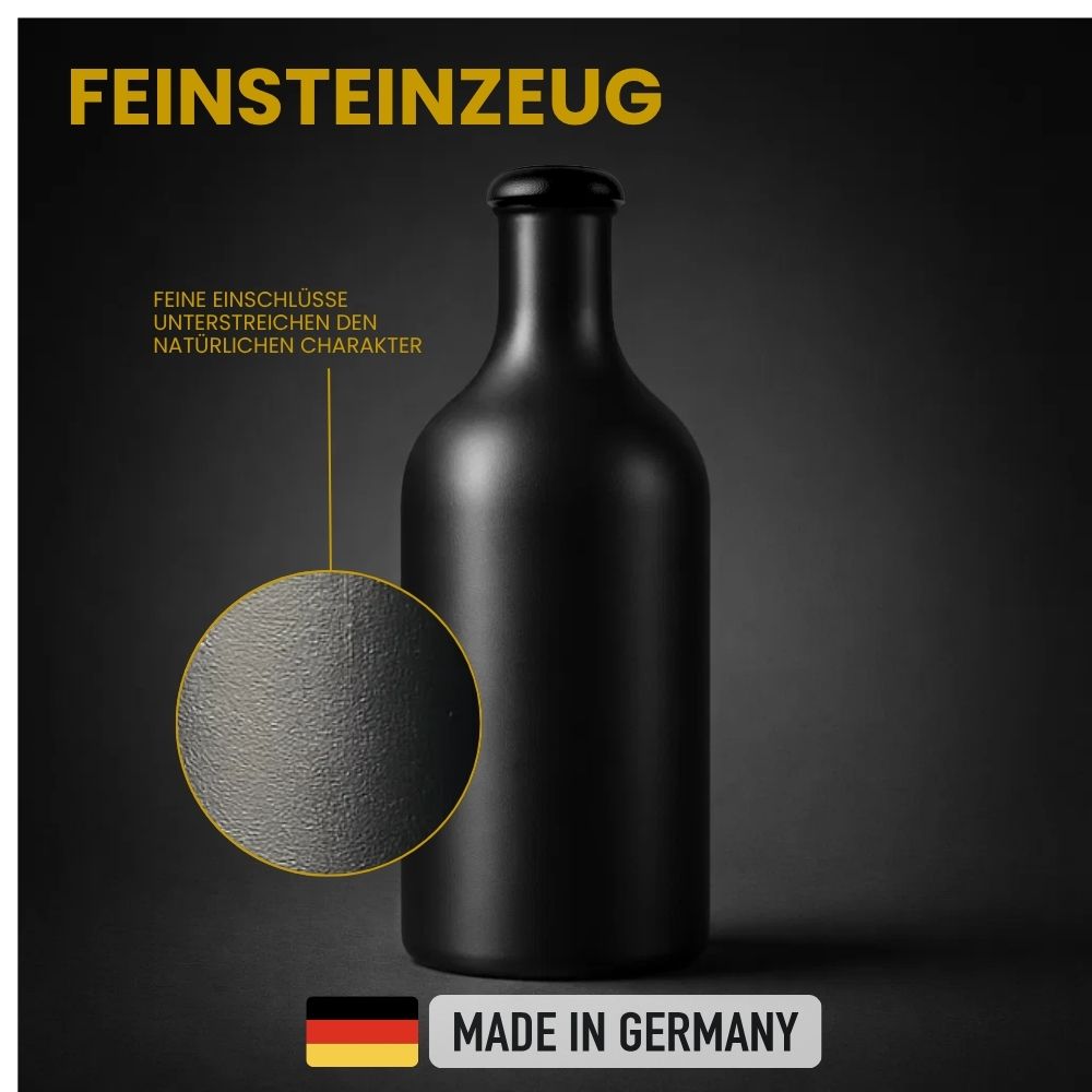 Ölflasche 500 ml Steingut schwarz mit Korken