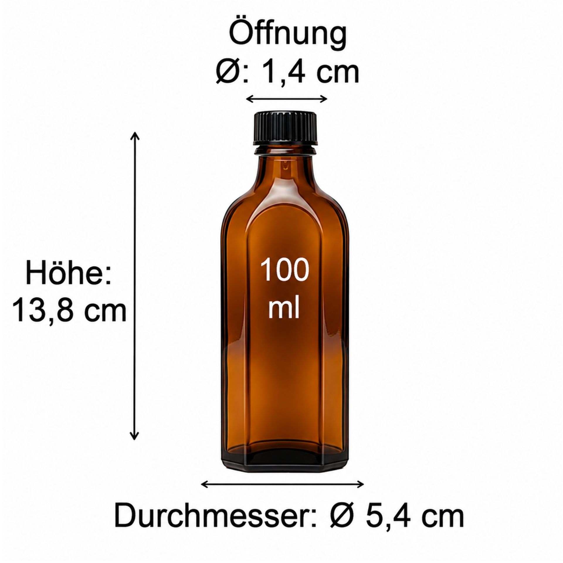 Abbildung der Vi128B60SVSB Flasche mit präzisen Maßen für die Getränkeflasche, dargestellt auf einem klaren Hintergrund zur besseren Visualisierung der Produktdetails.
