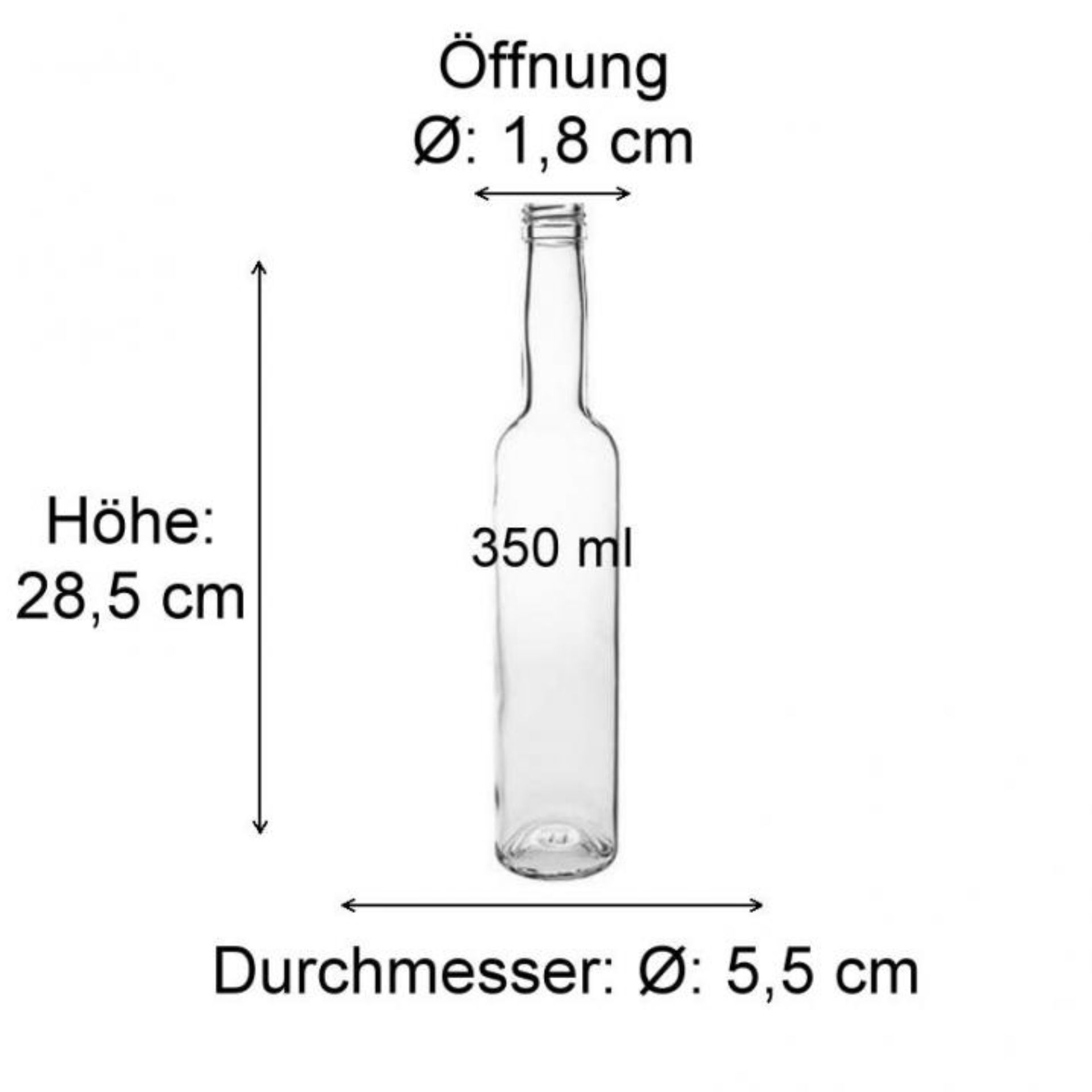 Produktbild von einem grünen Glasflaschenverschluss mit den Maßen und technischen Details in millimeter-genauer Detailansicht.