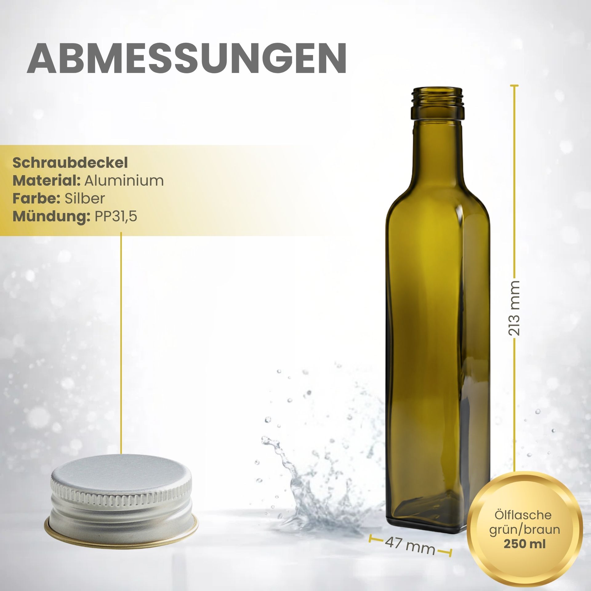 Glasflasche  500 ml eckig Marasca Antik