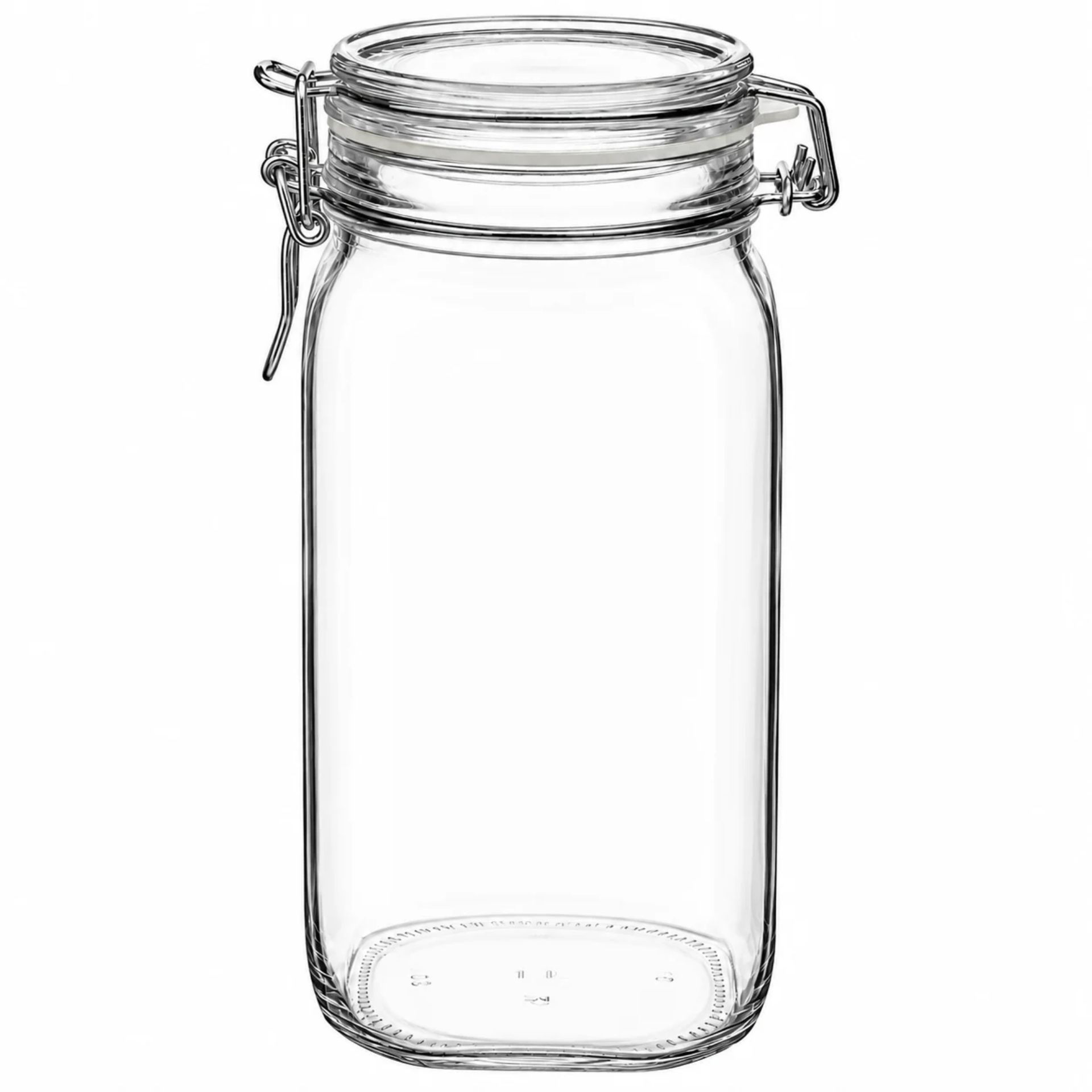 Bormioli Bügelverschlussglas 1500 ml eckig mit Drahtbügel - Hochwertiges Glasgefäß zur Aufbewahrung von Lebensmitteln, luftdicht und wiederverwendbar.