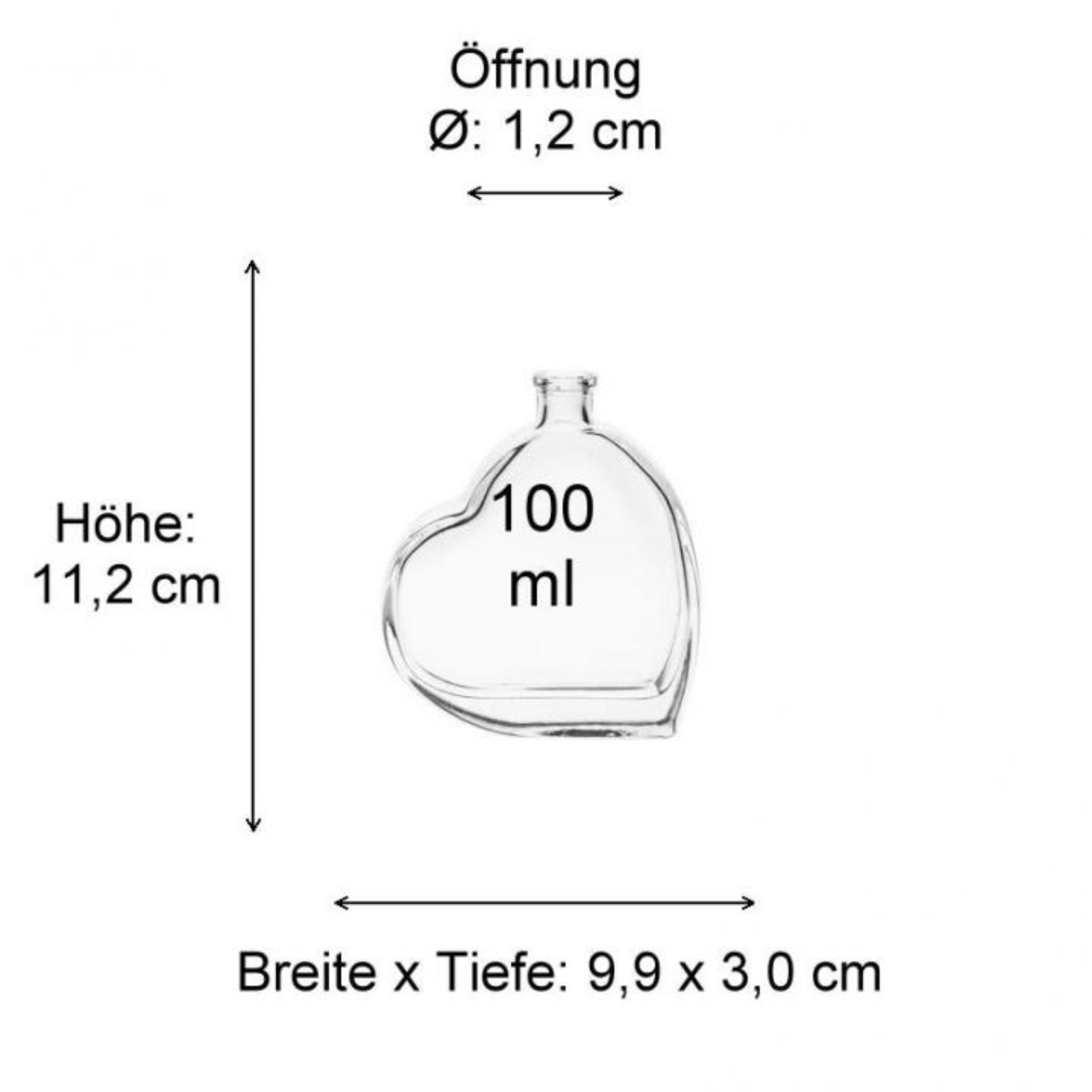 Abbildung von Glasflaschen und Dosen mit genau angegebenen Maßen zur besseren Übersicht beim Kauf auf Flaschen-Glaeser-und-Dosen.de