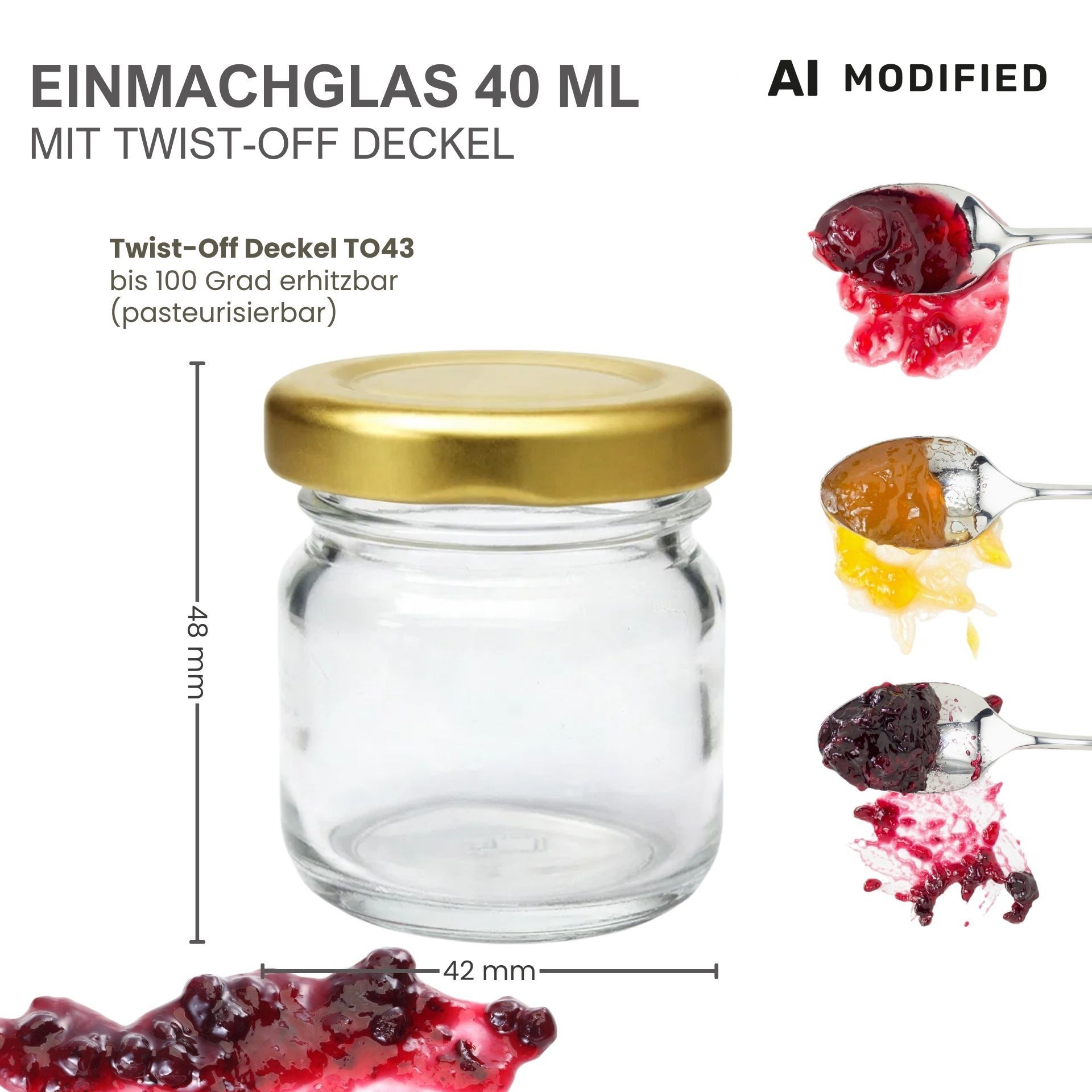 Kleine Einmachgläser 10x40 ml mit Schraubdeckel Gold