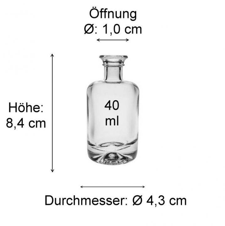 Bild von einem braunen Glasfläschchen auf einem hellgrauen Hintergrund, mit detaillierten Maßangaben in Millimetern. Ideal für die Präsentation von Flüssigkeiten oder Laborproben.