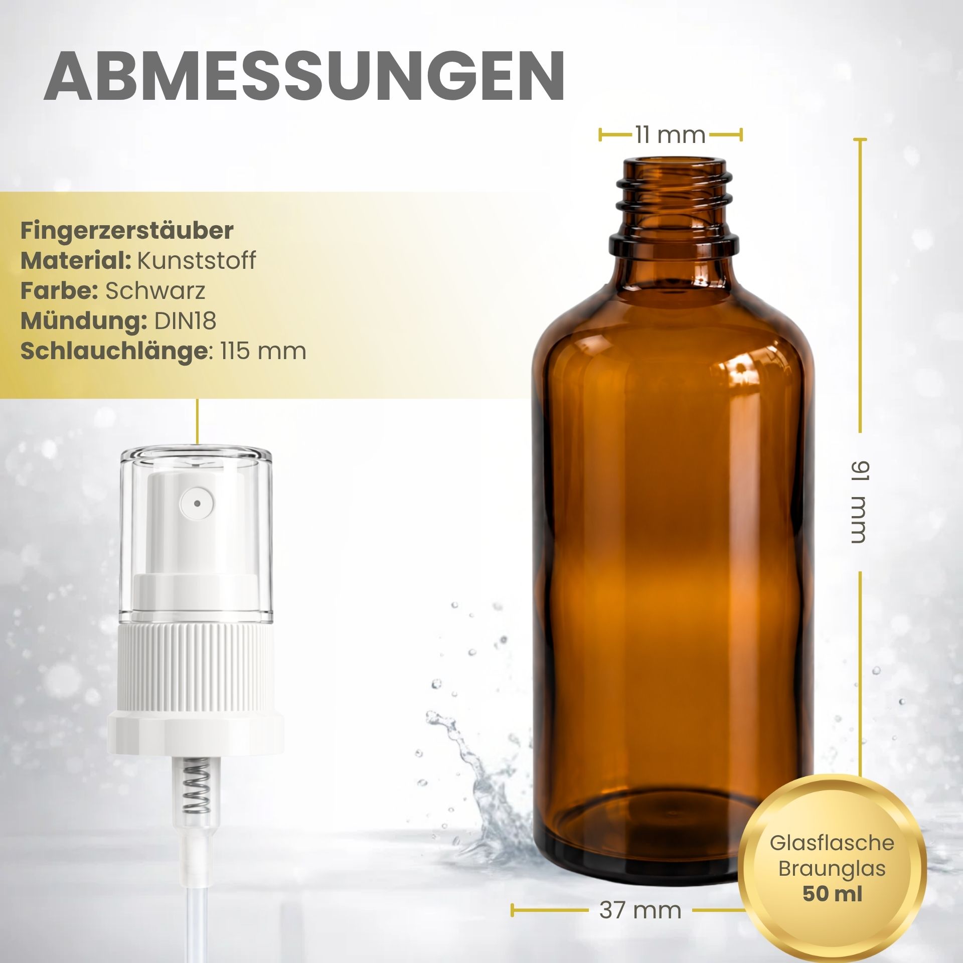 Sprühflasche   50 ml braun Zerstäuber
