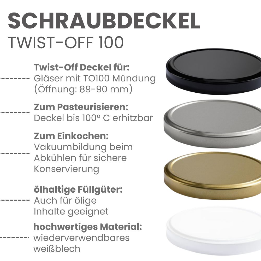Einmachgläser 6x2650 ml mit Schraubdeckel Gold