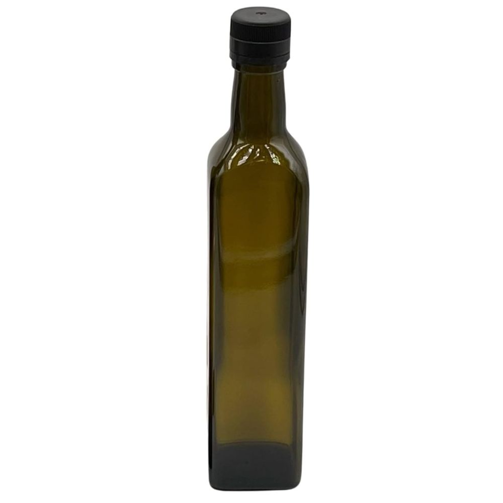 Glasflasche  500 ml eckig Antik mit Ausgießer und Schraubdeckel