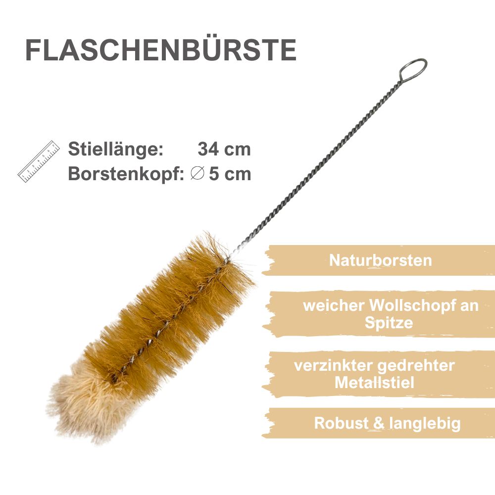 Flaschenbürste mit Naturborsten 34 cm / 5 cm Flaschenbürste mit Naturborsten 34 cm / 5 cm