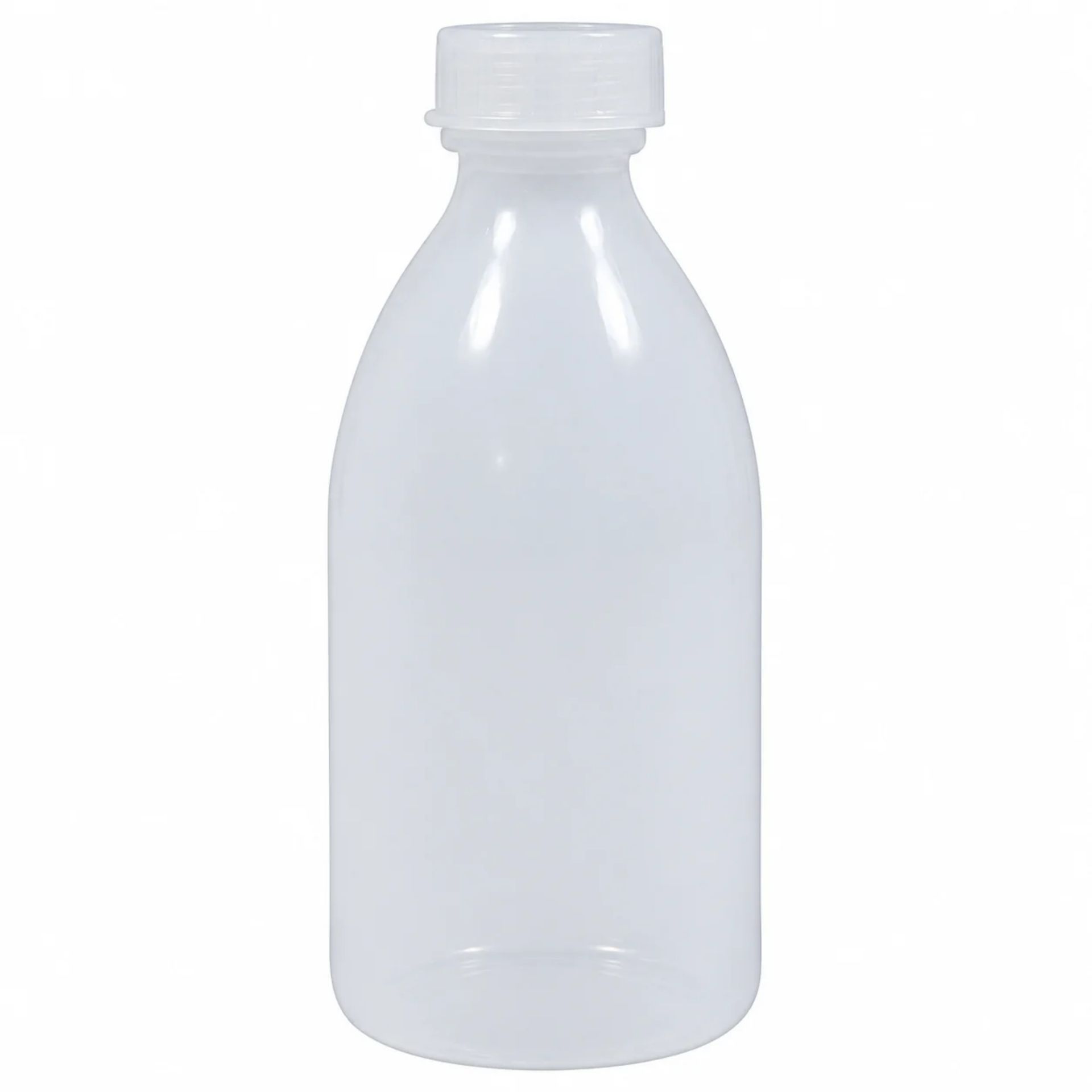 Laborflasche PE 250 ml Enghalsflasche mit Schraubverschluss, transparente Kunststoffflasche für chemische Probenahme und Lagerung. Ideal für Laboranwendungen und sichere Aufbewahrung von Flüssigkeiten.