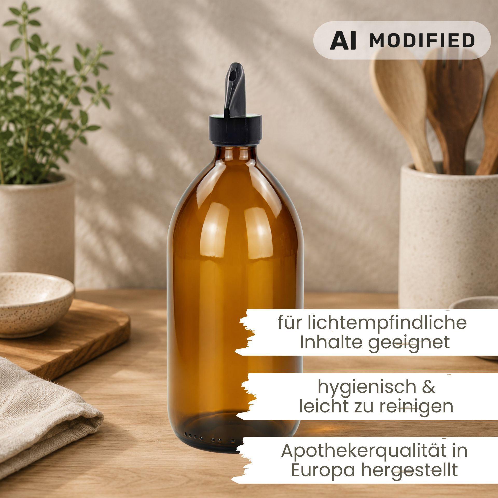Apothekerflasche 1000 ml Glas Kunststoff-Ausgießer
