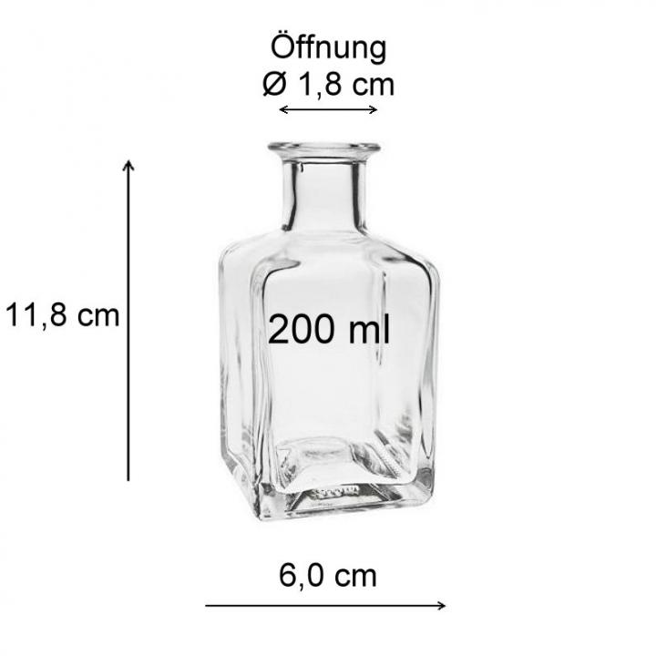 Glasflasche  200 ml Kubus mit Korken