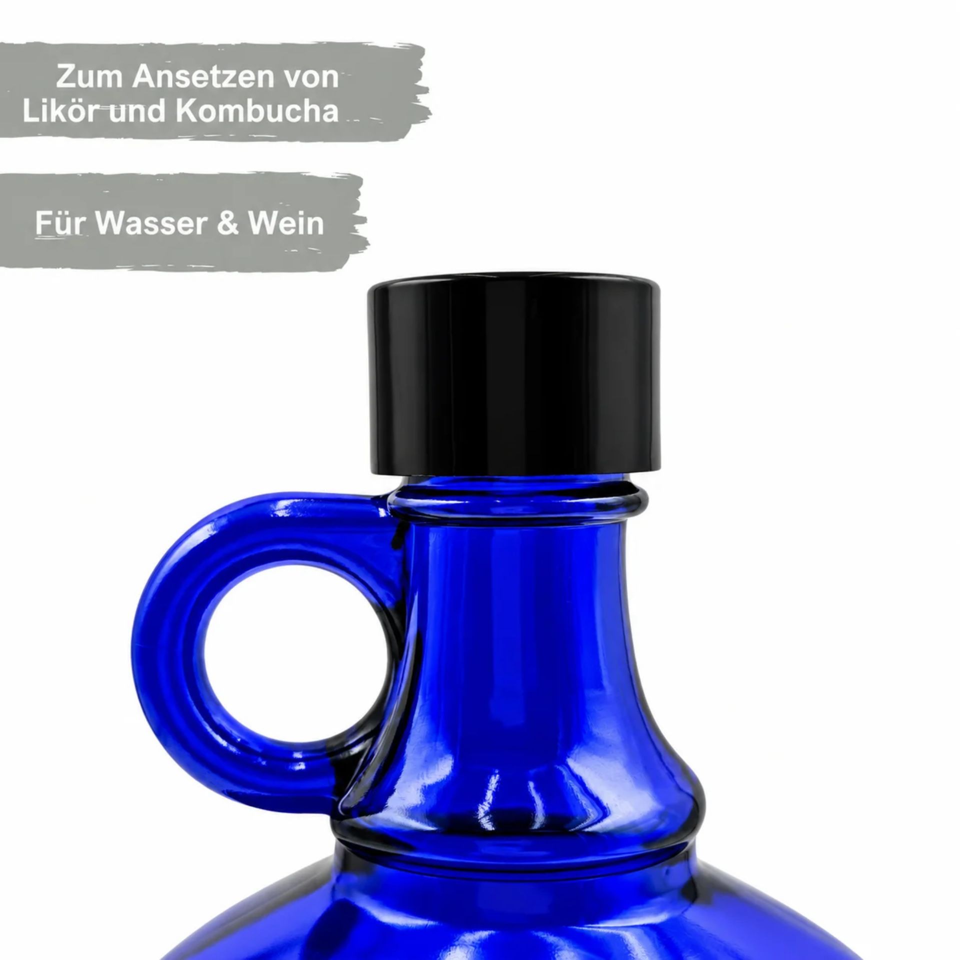 Glasflasche 2000 ml Henkelflasche blau