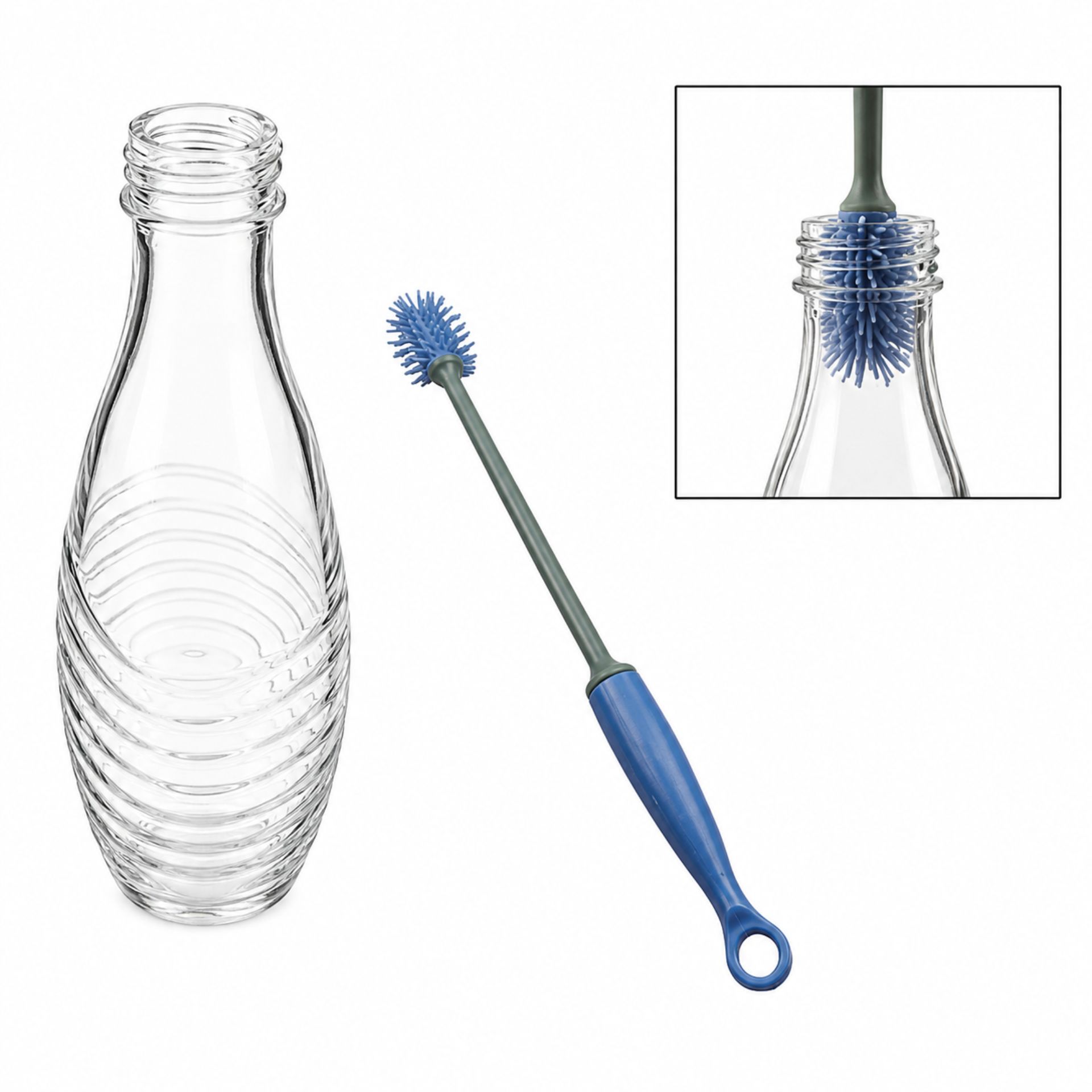 Bilderläuterung: Flaschenbürste aus Kunststoff, 29,5 cm Länge, ideal zur Reinigung von Flaschen, robuste Borsten für gründliche Säuberung, praktische Küchenhilfe, langlebiges Material.