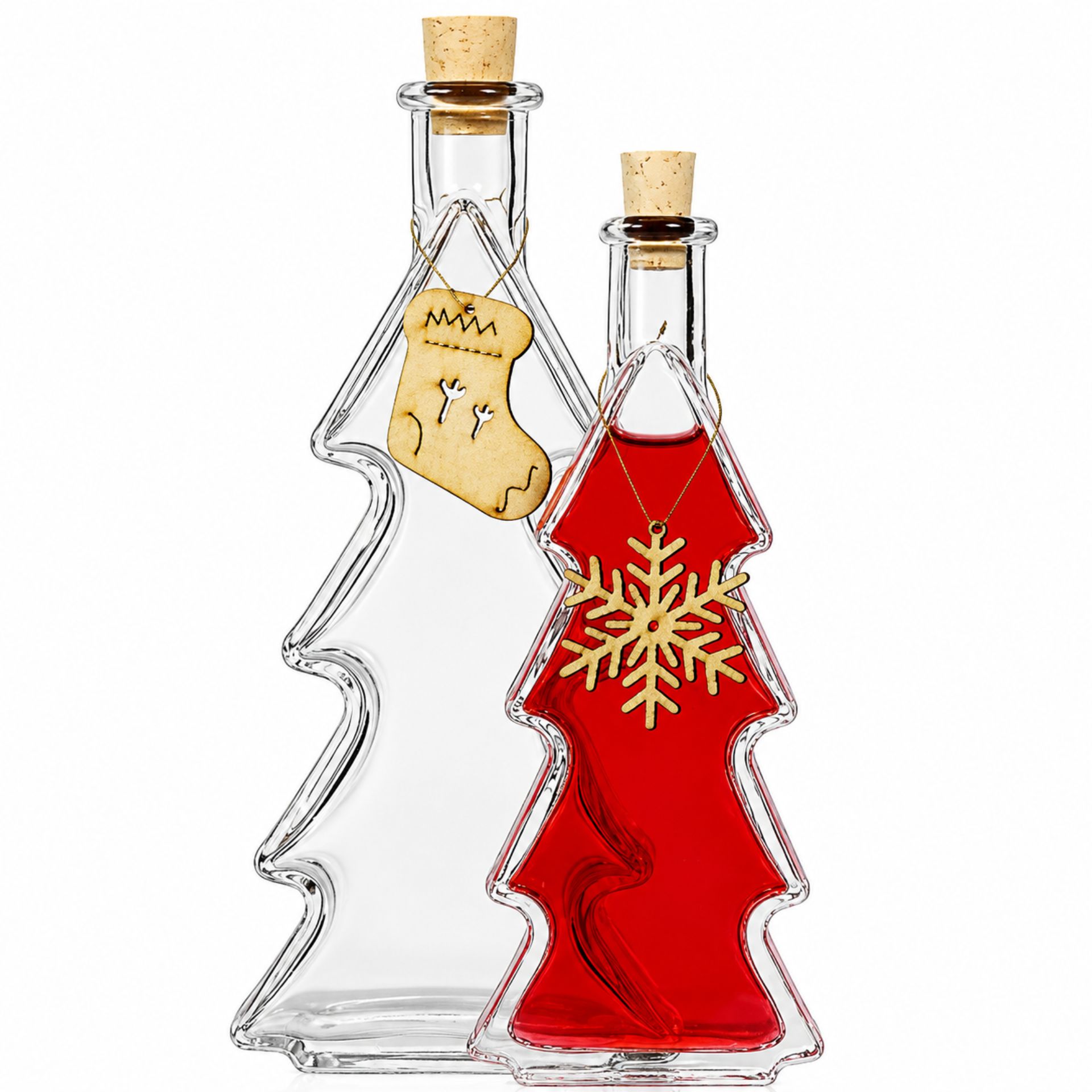 Glasflasche 100 ml in Tannenbaumform mit Korken - Einzigartige Glasflasche für kreative Dekorationen und Geschenkideen, ideal zur Befüllung mit Spirituosen oder anderen Flüssigkeiten