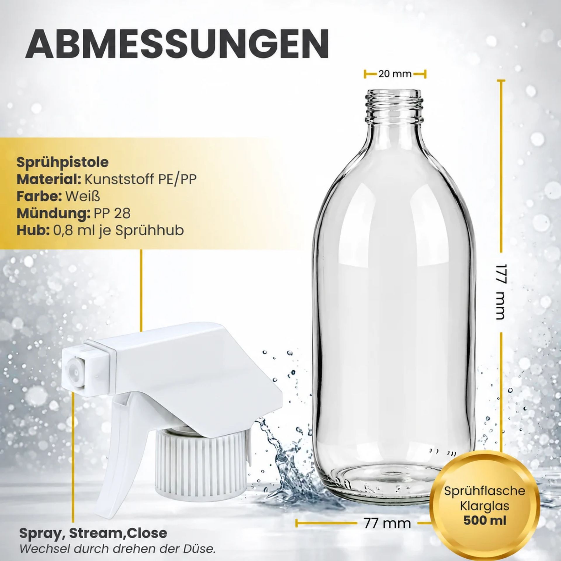Sprühflasche  500 ml Glas mit Trigger