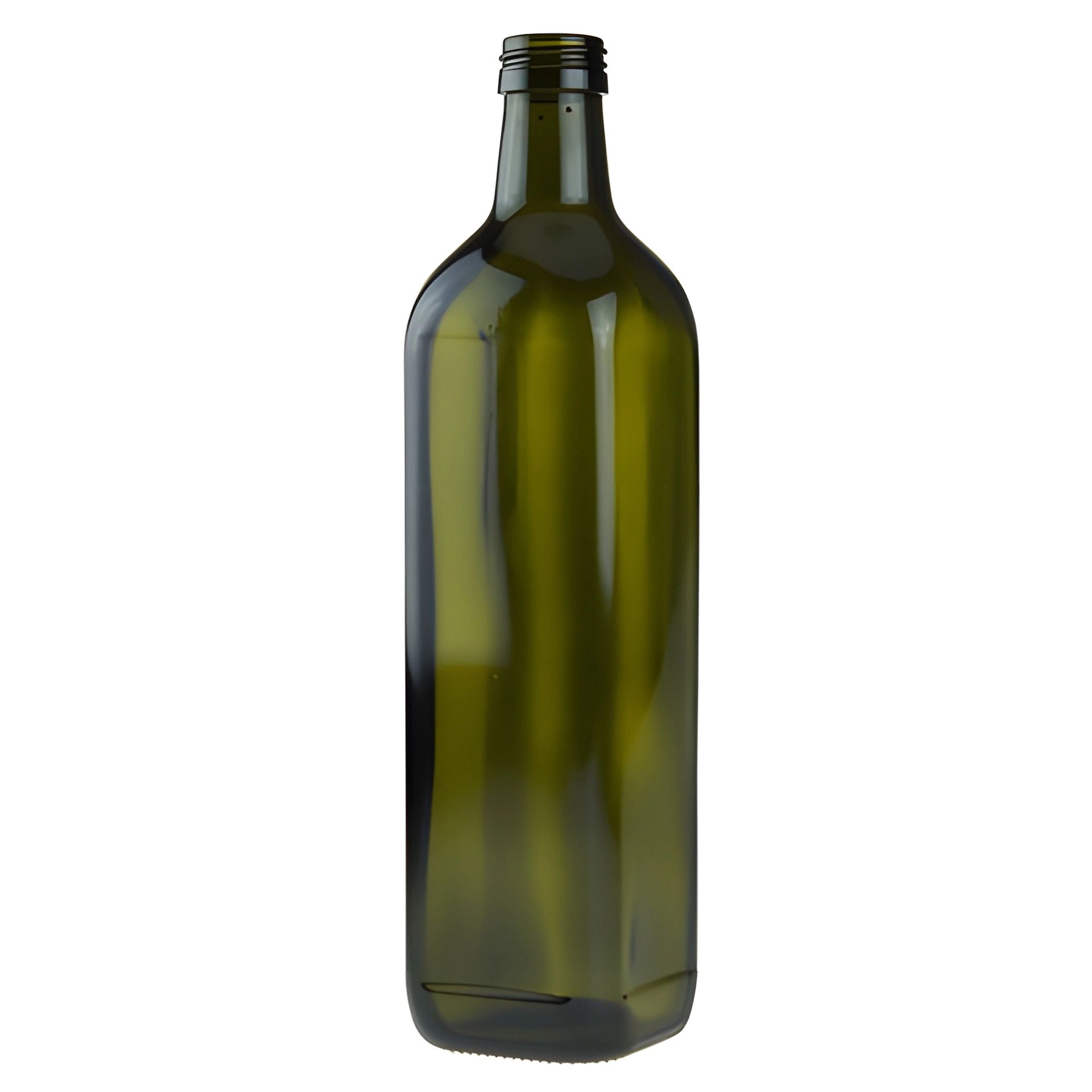Viereckige grüne Glasflasche 750 ml mit goldfarbenem Deckel